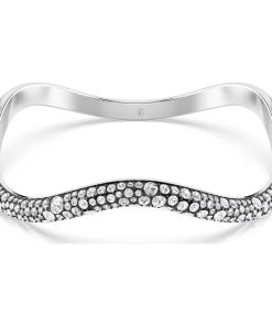 Sublima bangle Round cut/White/Rhodium plated
