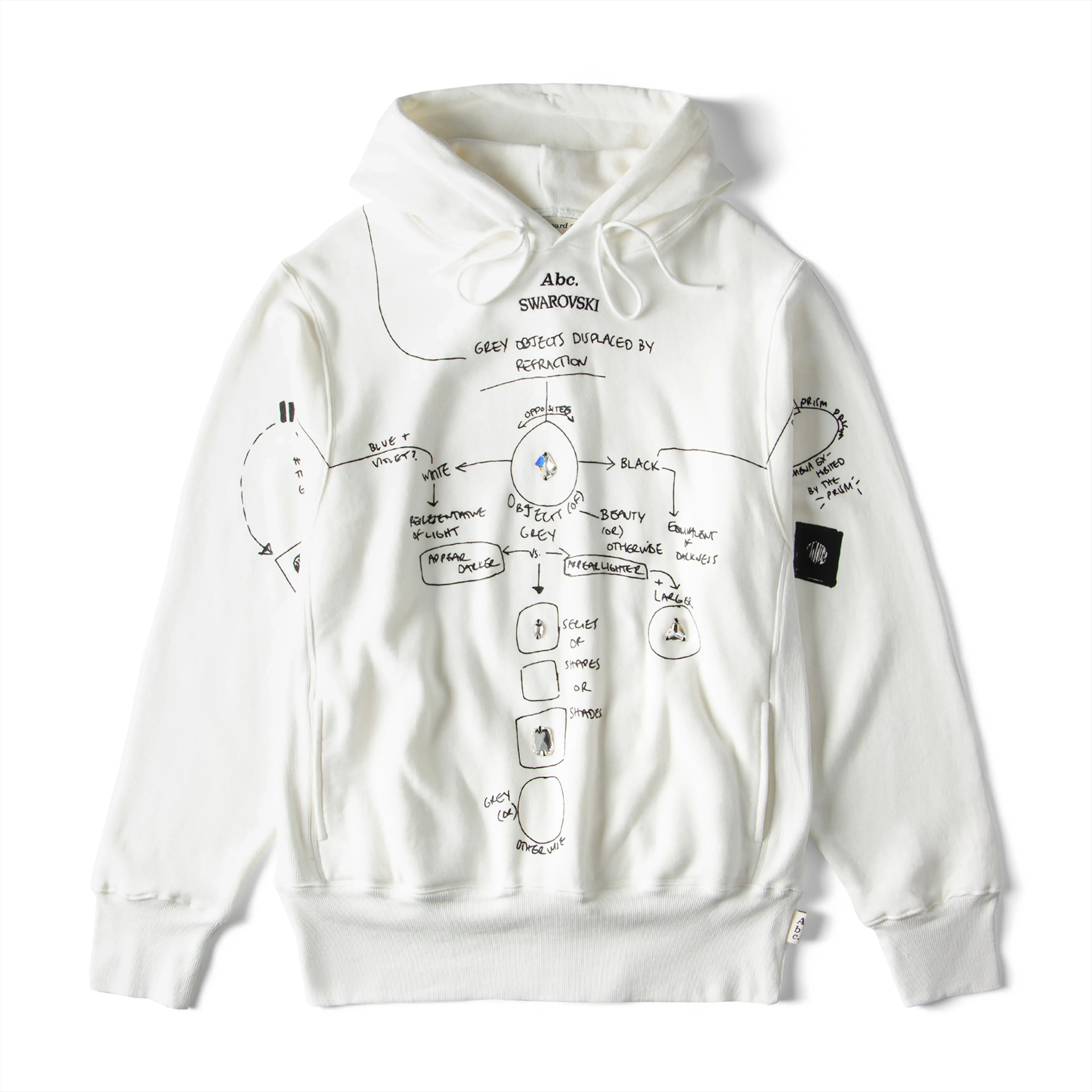 ADVISORY BOARD CRYSTALS Gray Objects Displaced by Refraction hoodie/White