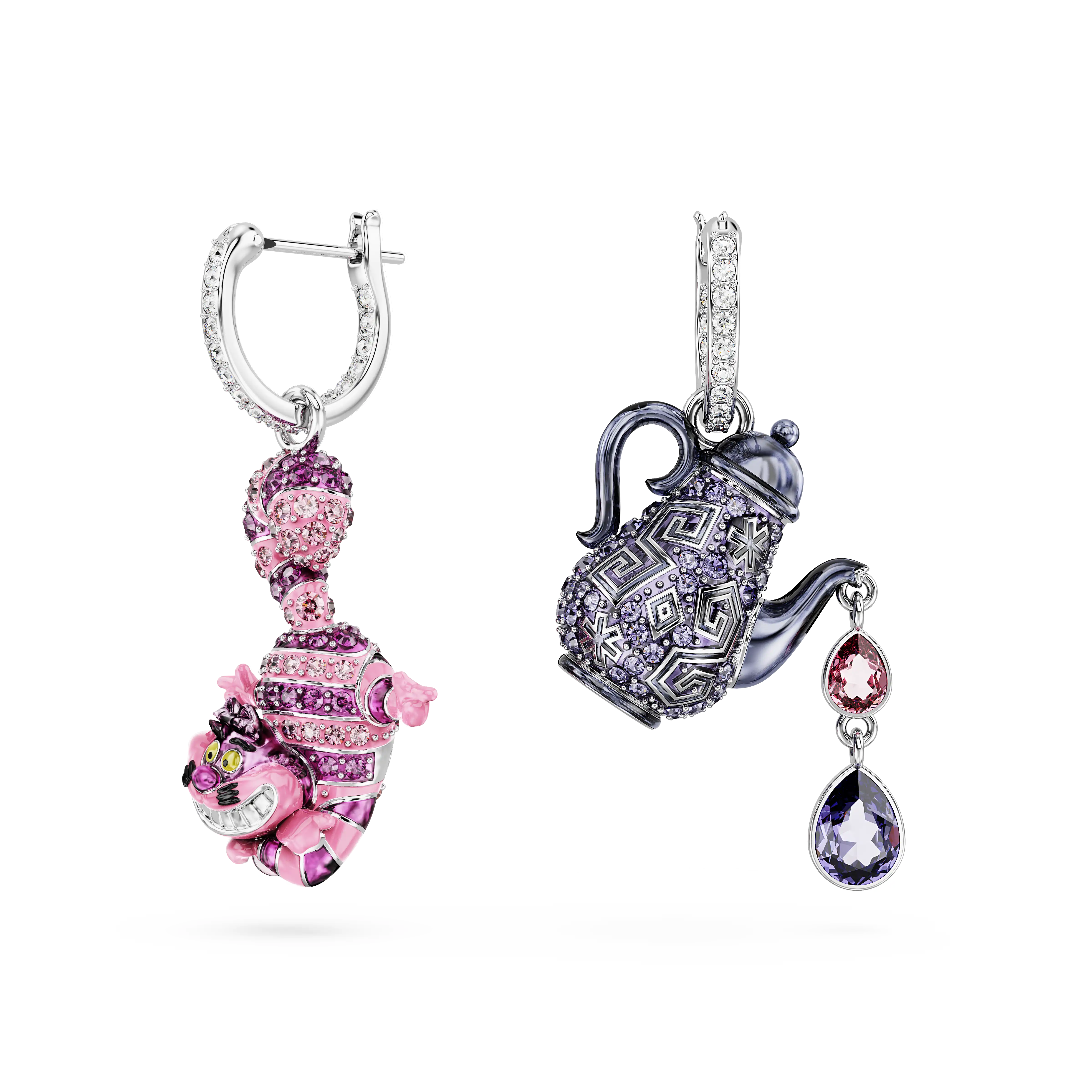 alice-in-wonderland-drop-earrings-asymmetrical-design-cat-and-teapot-multicolored-rhodium-plated-swarovski-5682806-2.webp