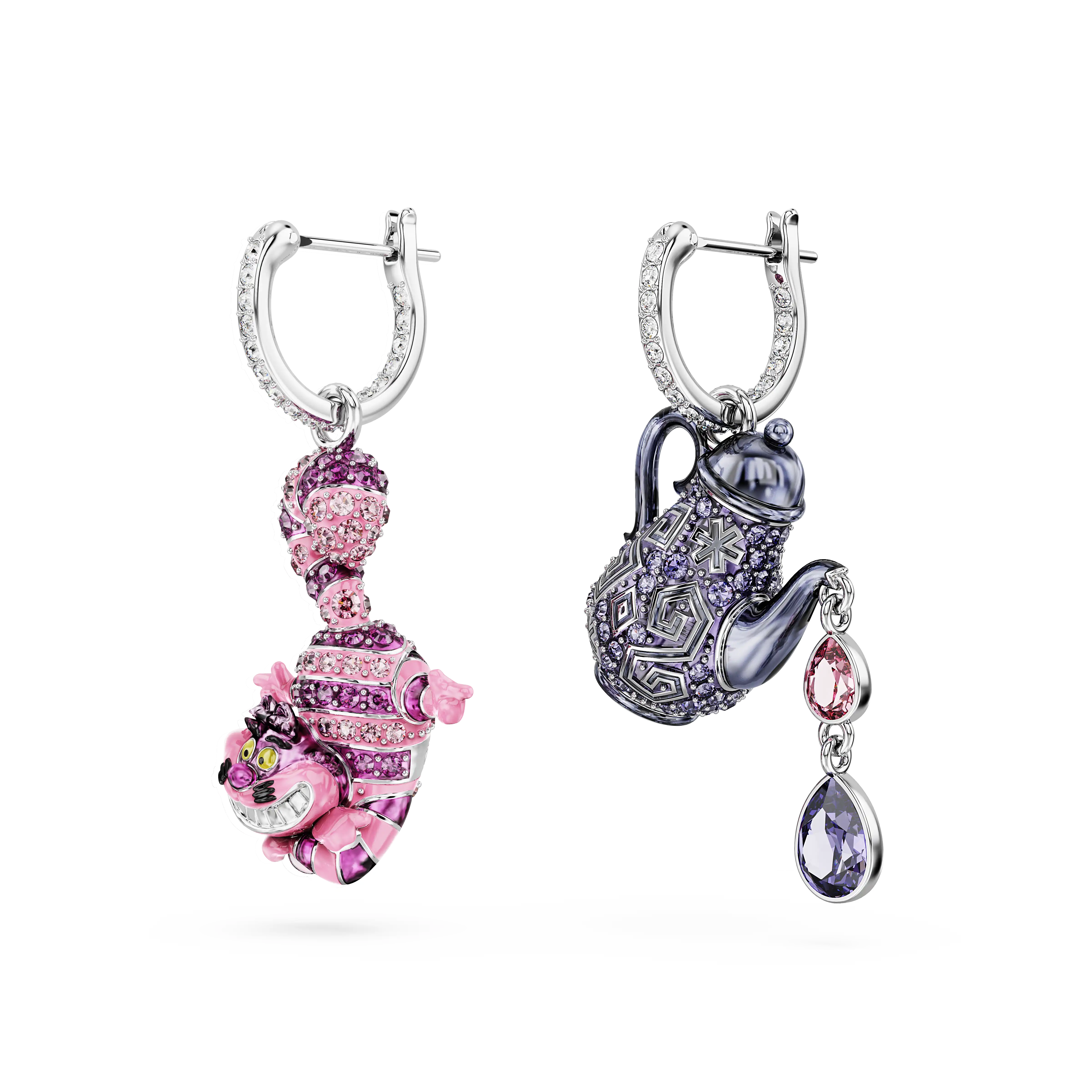 alice-in-wonderland-drop-earrings-asymmetrical-design-cat-and-teapot-multicolored-rhodium-plated-swarovski-5682806-3.webp