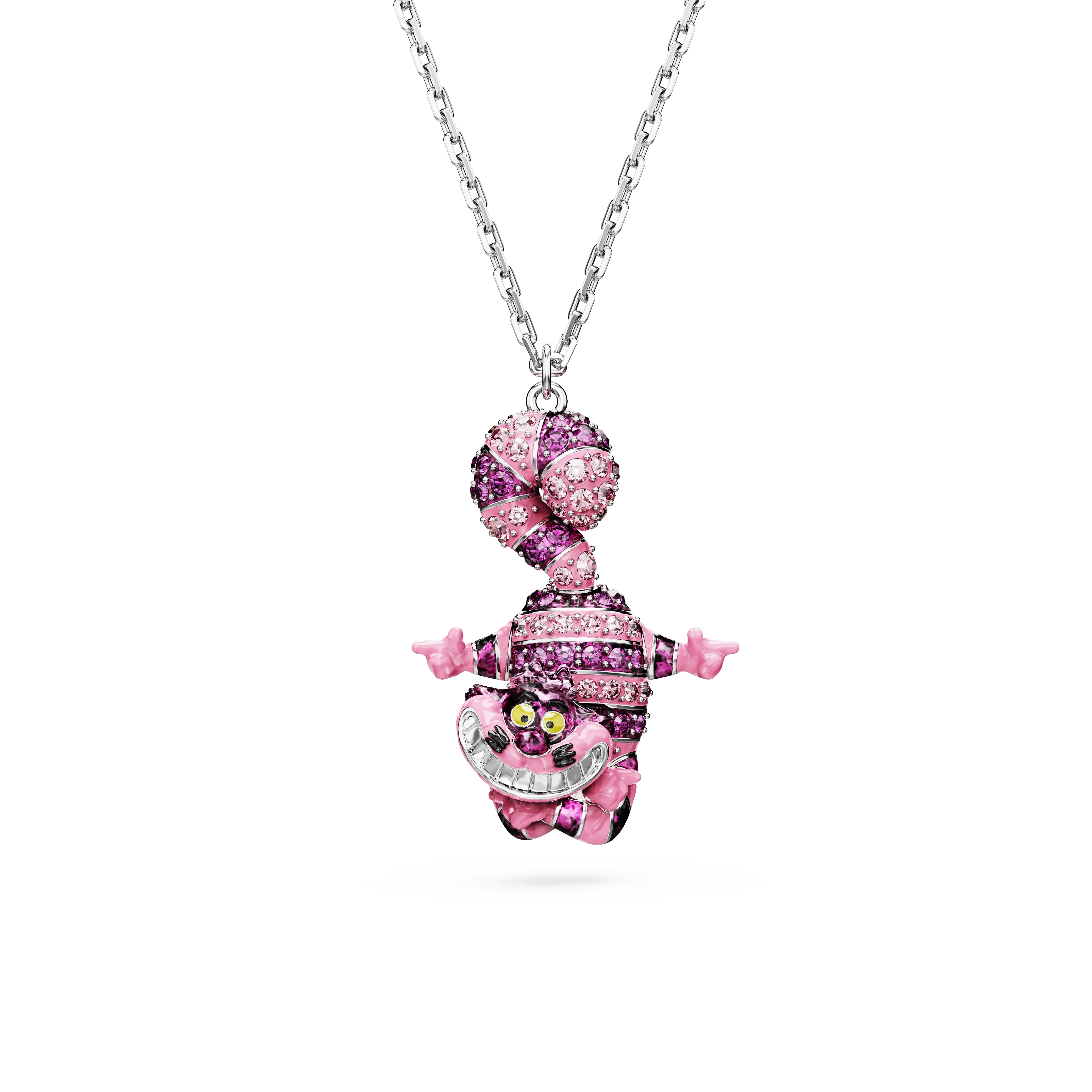 Alice in Wonderland pendant Cat/Pink/Rhodium plated
