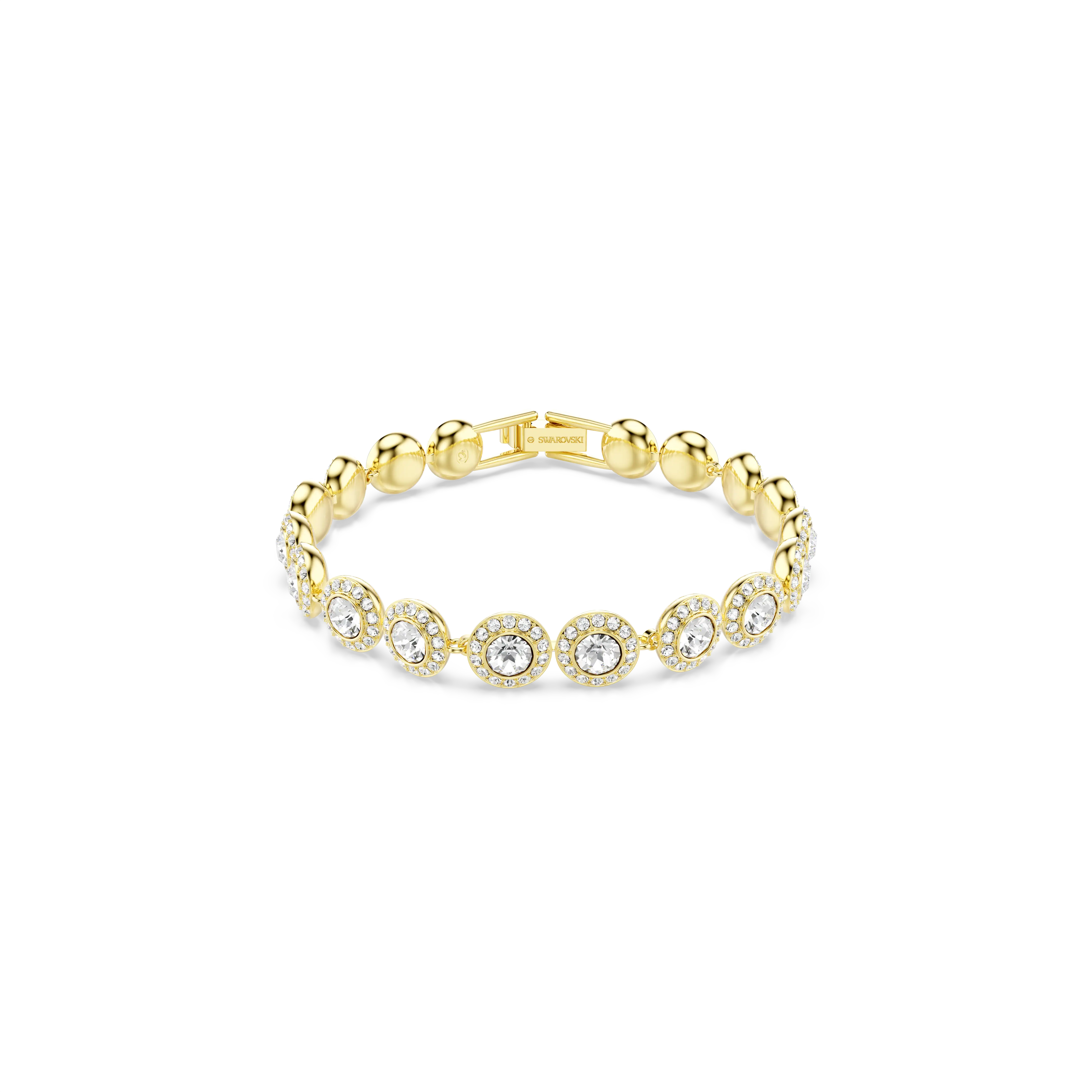 Angelic Tennis bracelet Round cut/Pavé/Medium/White/Gold-tone plated
