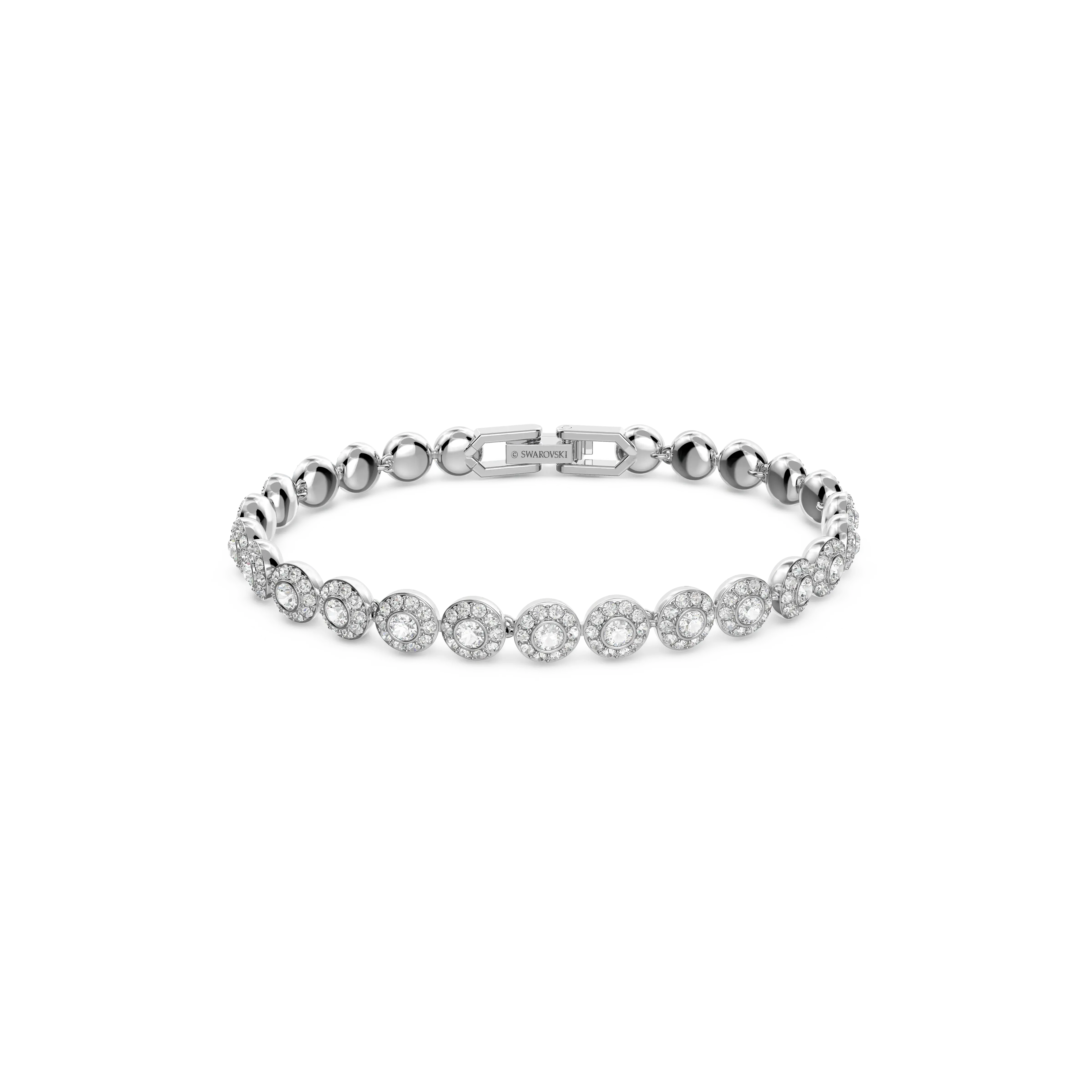 Angelic Tennis bracelet Round cut/Small/White/Rhodium plated