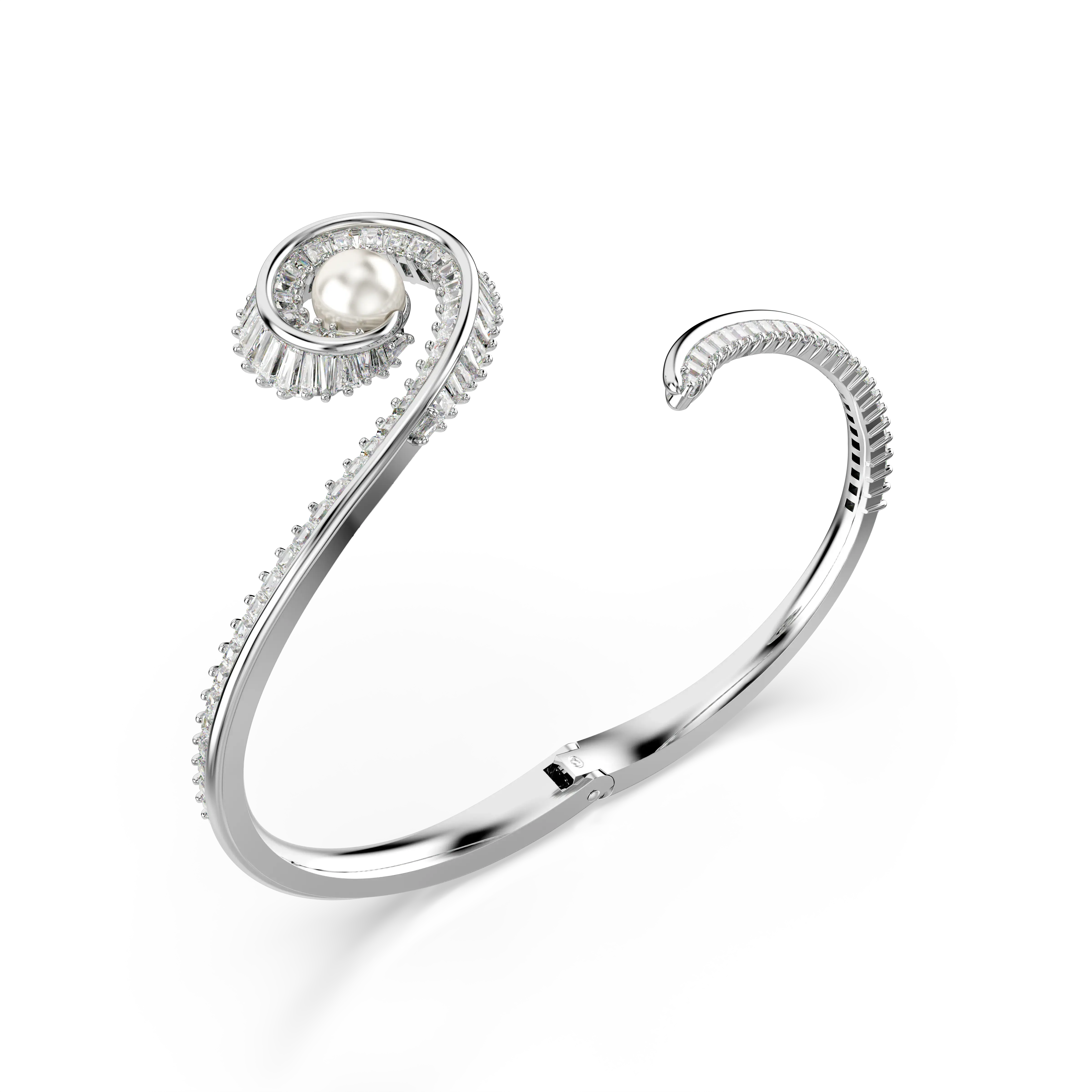 ariana-grande-x-swarovski-bangle-crystal-pearl-baguette-cut-white-rhodium-plated-swarovski-5720862-3.webp