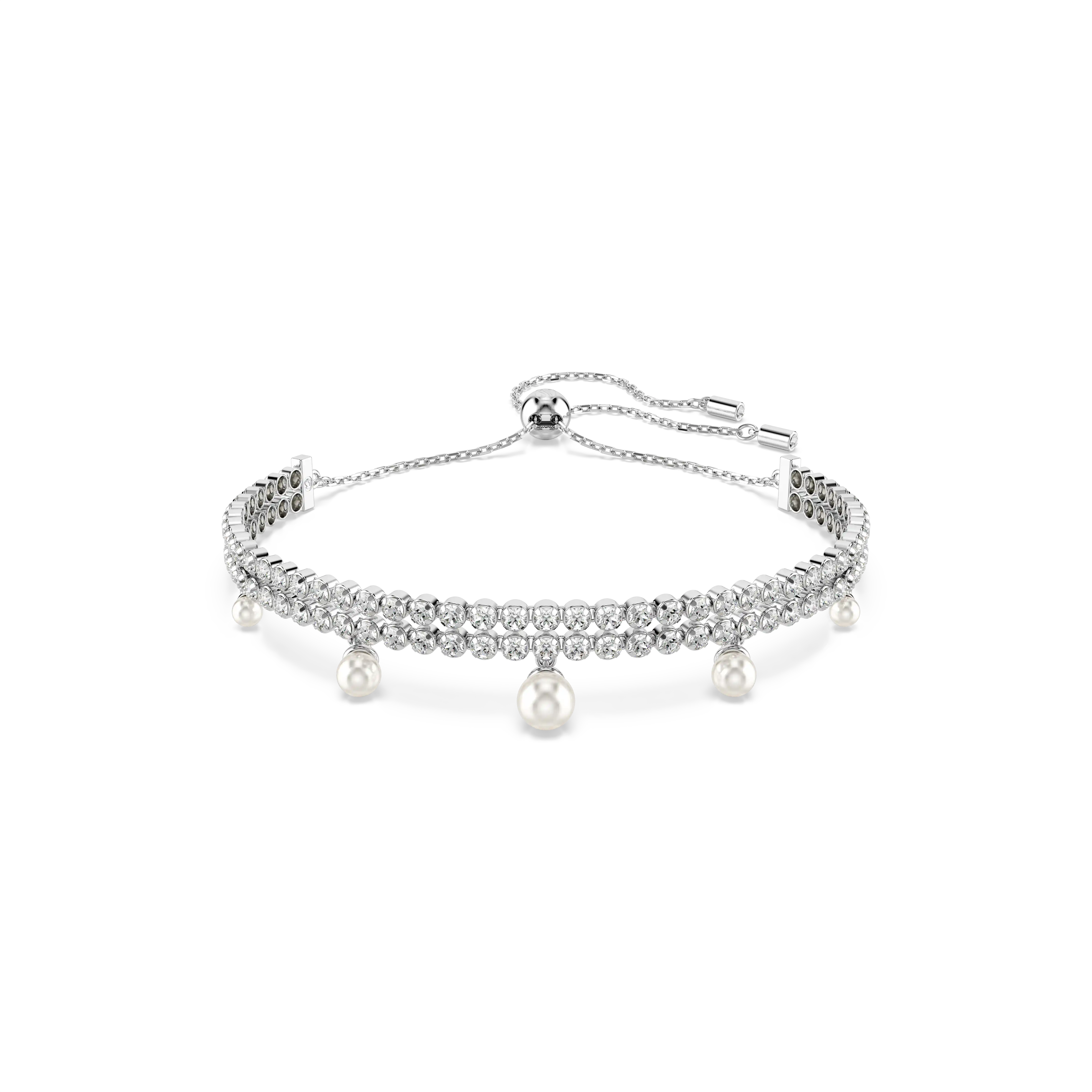Ariana Grande x Swarovski bracelet Crystal pearl/Round cut/White/Rhodium plated