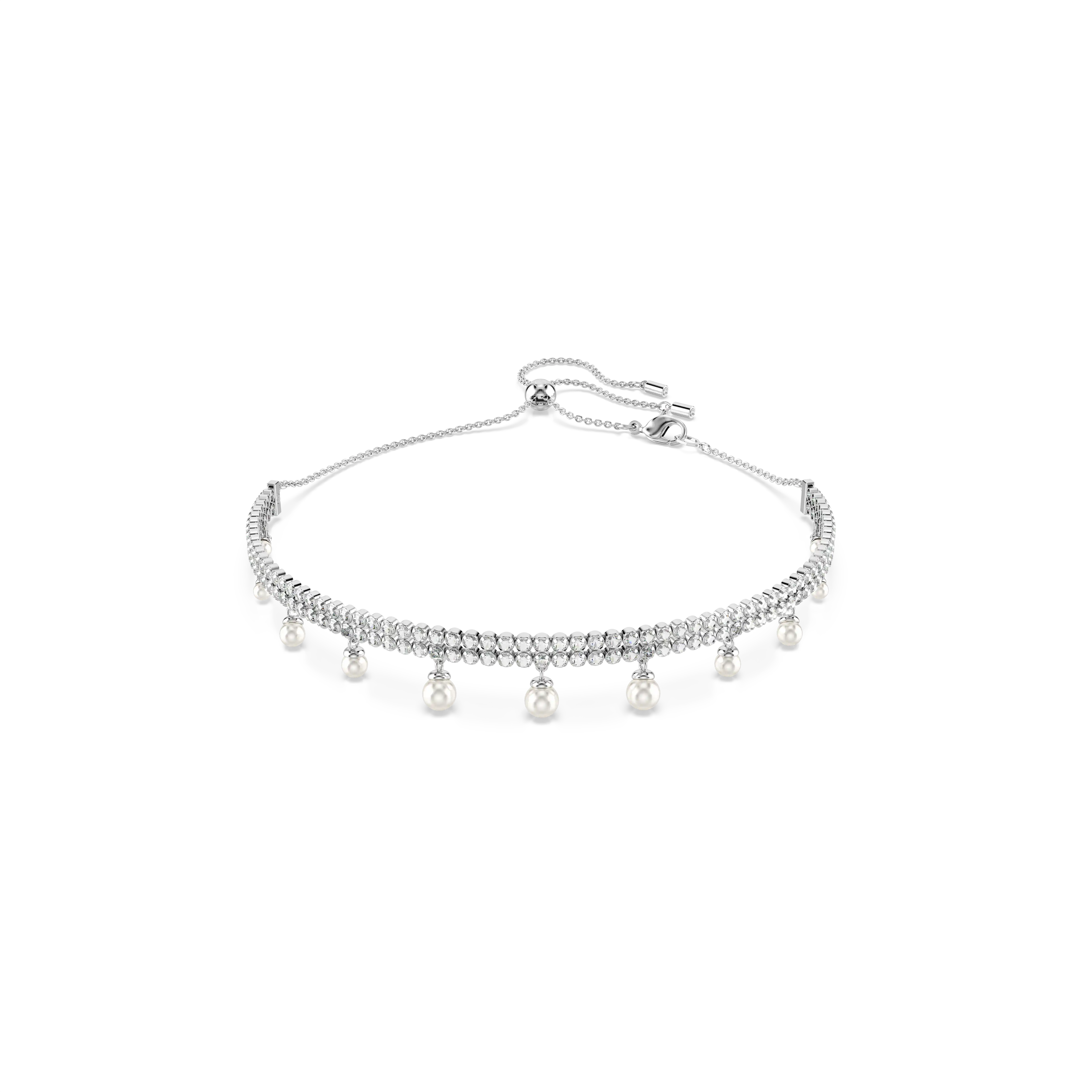 Ariana Grande x Swarovski choker Crystal pearl/Round cut/White/Rhodium plated
