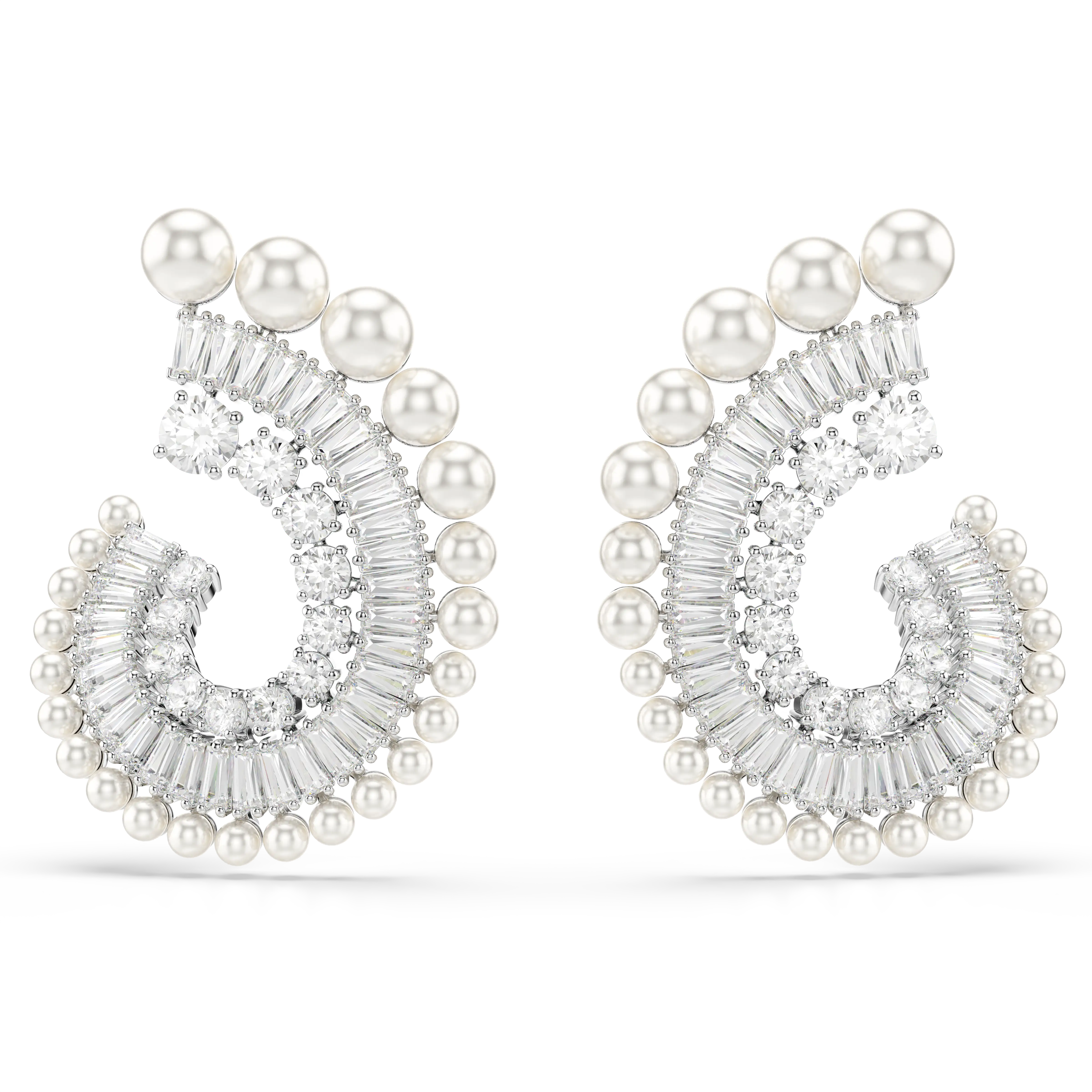 Ariana Grande x Swarovski drop earrings Crystal Pearl/Mixed cuts/White/Rhodium plated