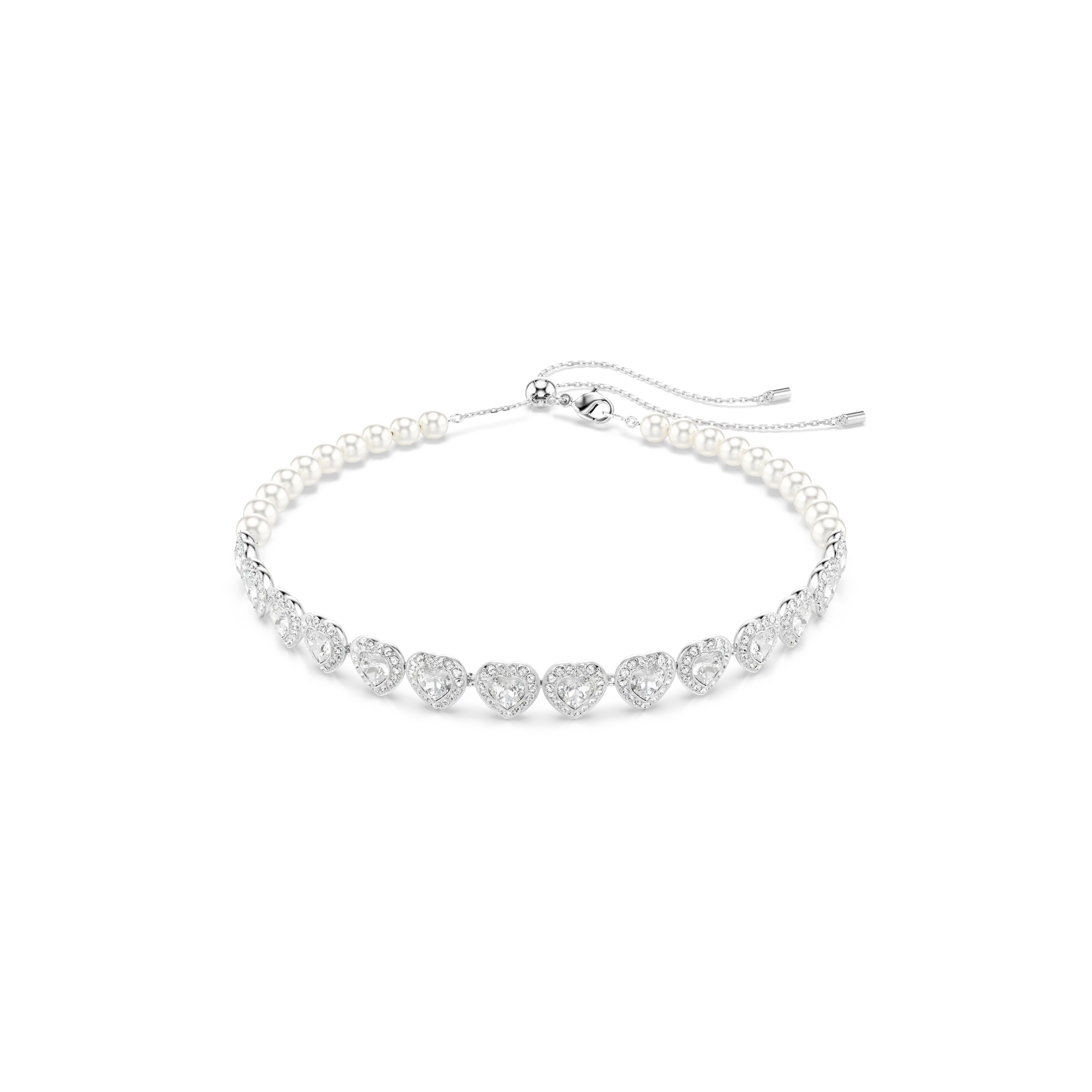 Ariana Grande x Swarovski Tennis choker Mixed cuts/Crystal pearl/Heart/White/Rhodium plated