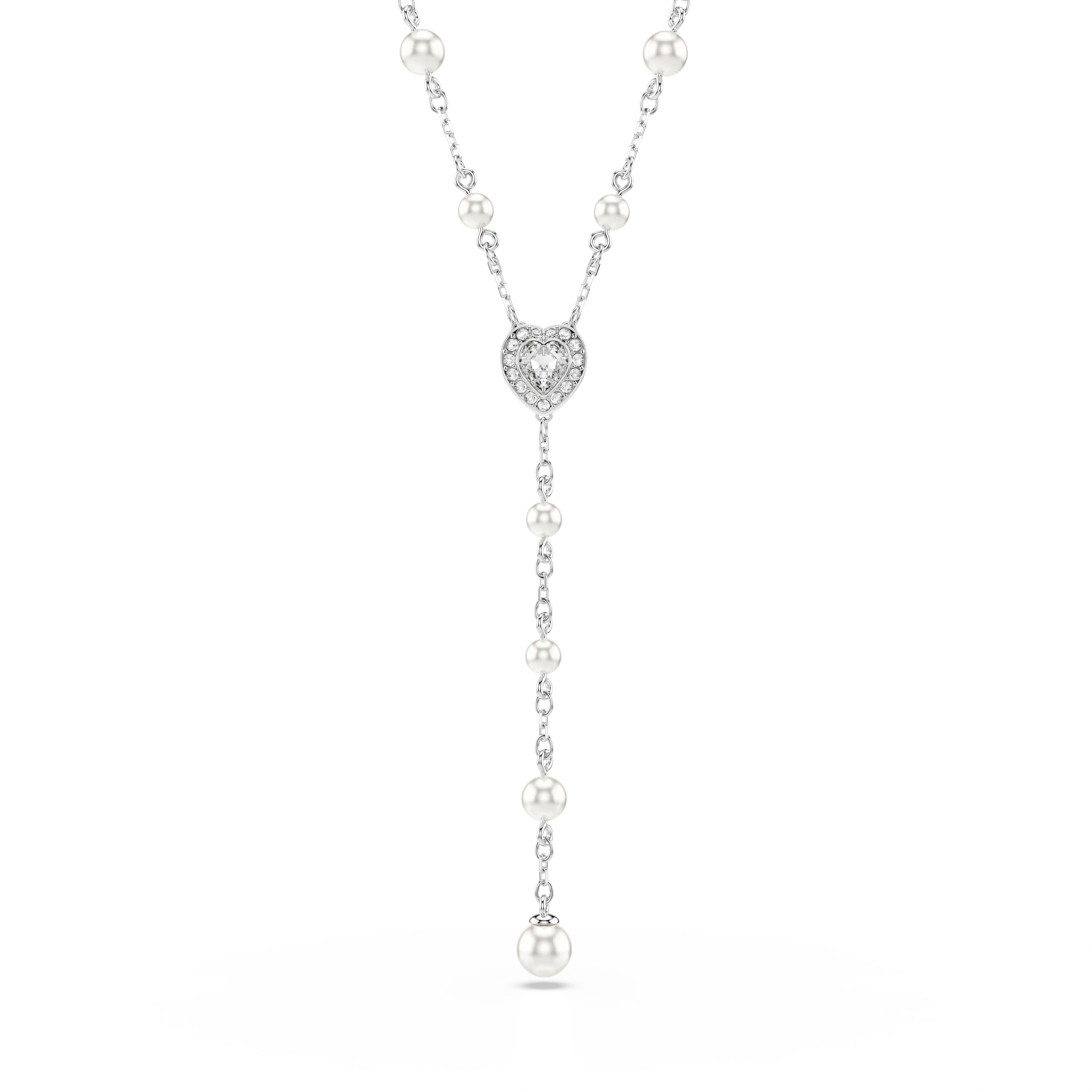 Ariana Grande x Swarovski Y necklace Mixed cuts/Crystal pearl/Heart/White/Rhodium plated