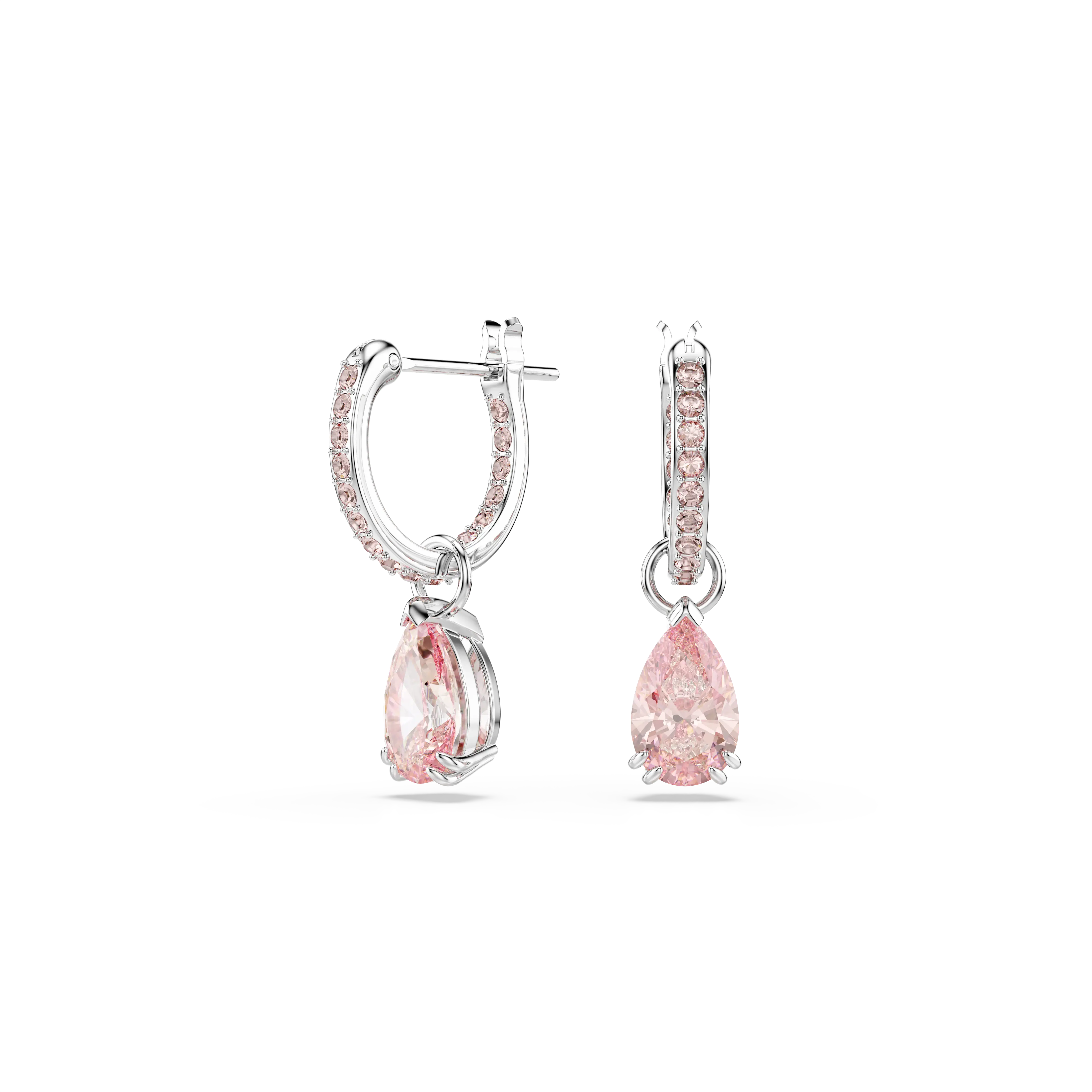 Attract drop earrings Pear cut/Pink/Rhodium plated