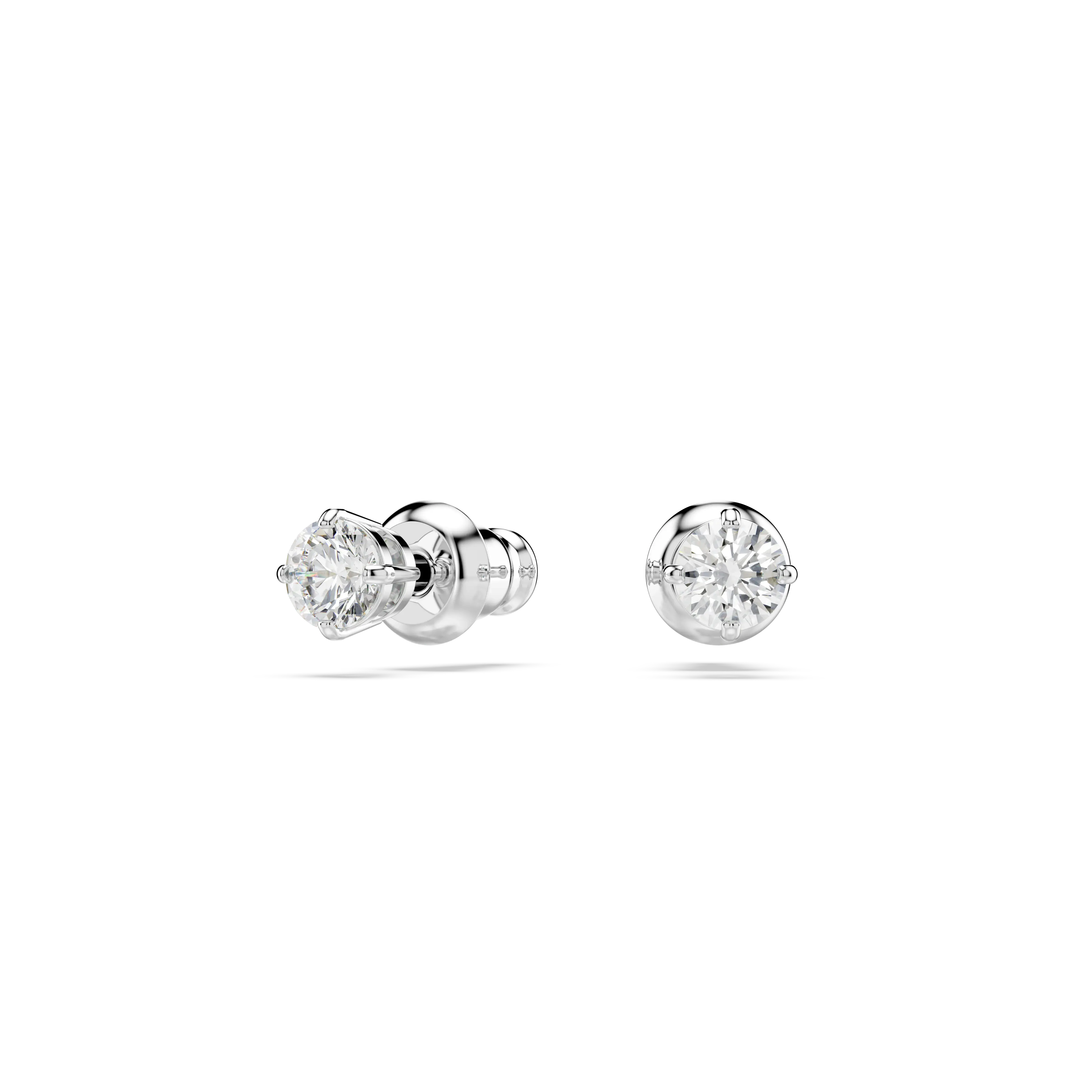 Attract stud earrings Round cut/White/Rhodium plated