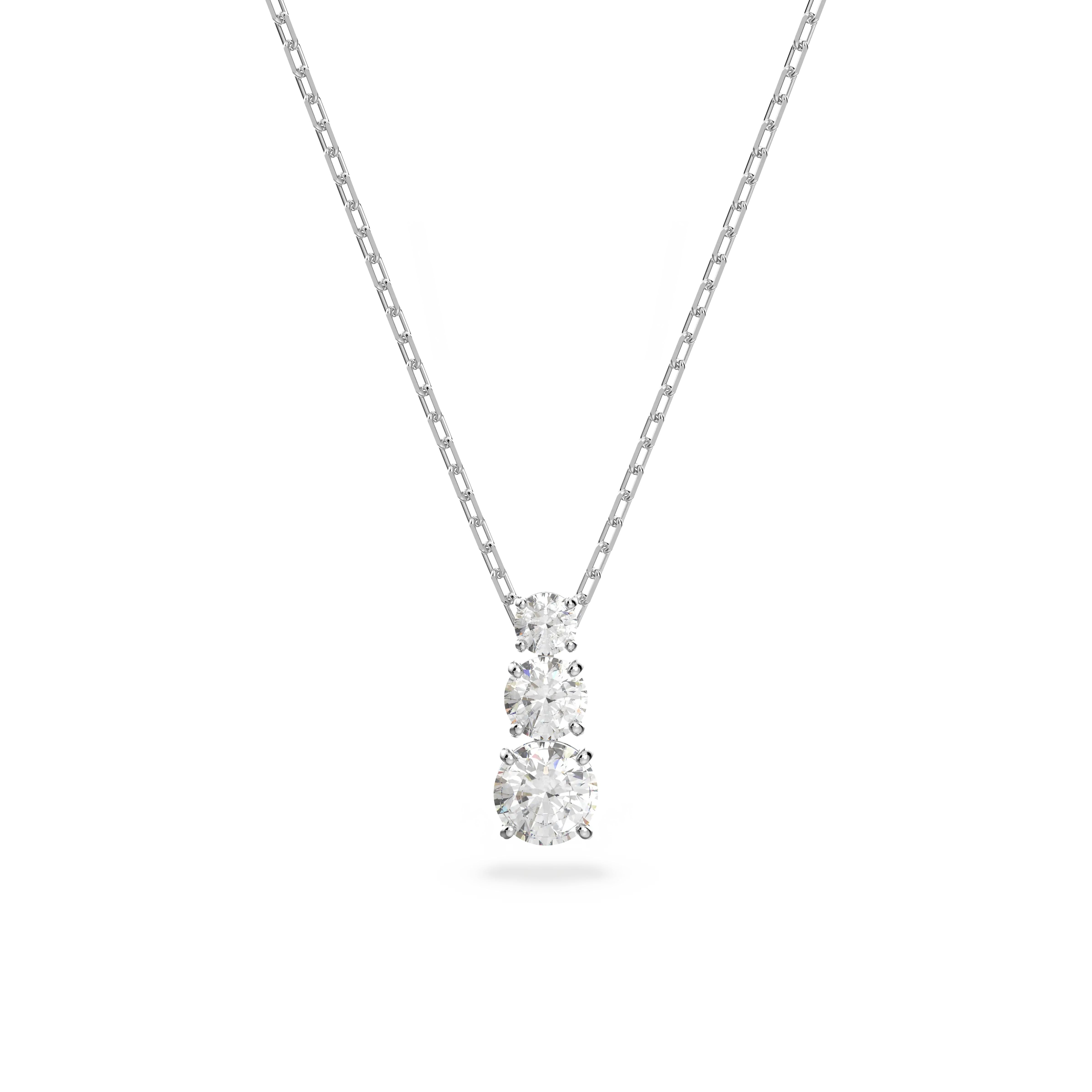 Attract Trilogy pendant Round cut/White/Rhodium plated