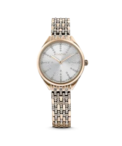 Attract watch Swiss Made/Pavé/Crystal bracelet/Gold tone/Champagne gold-tone finish