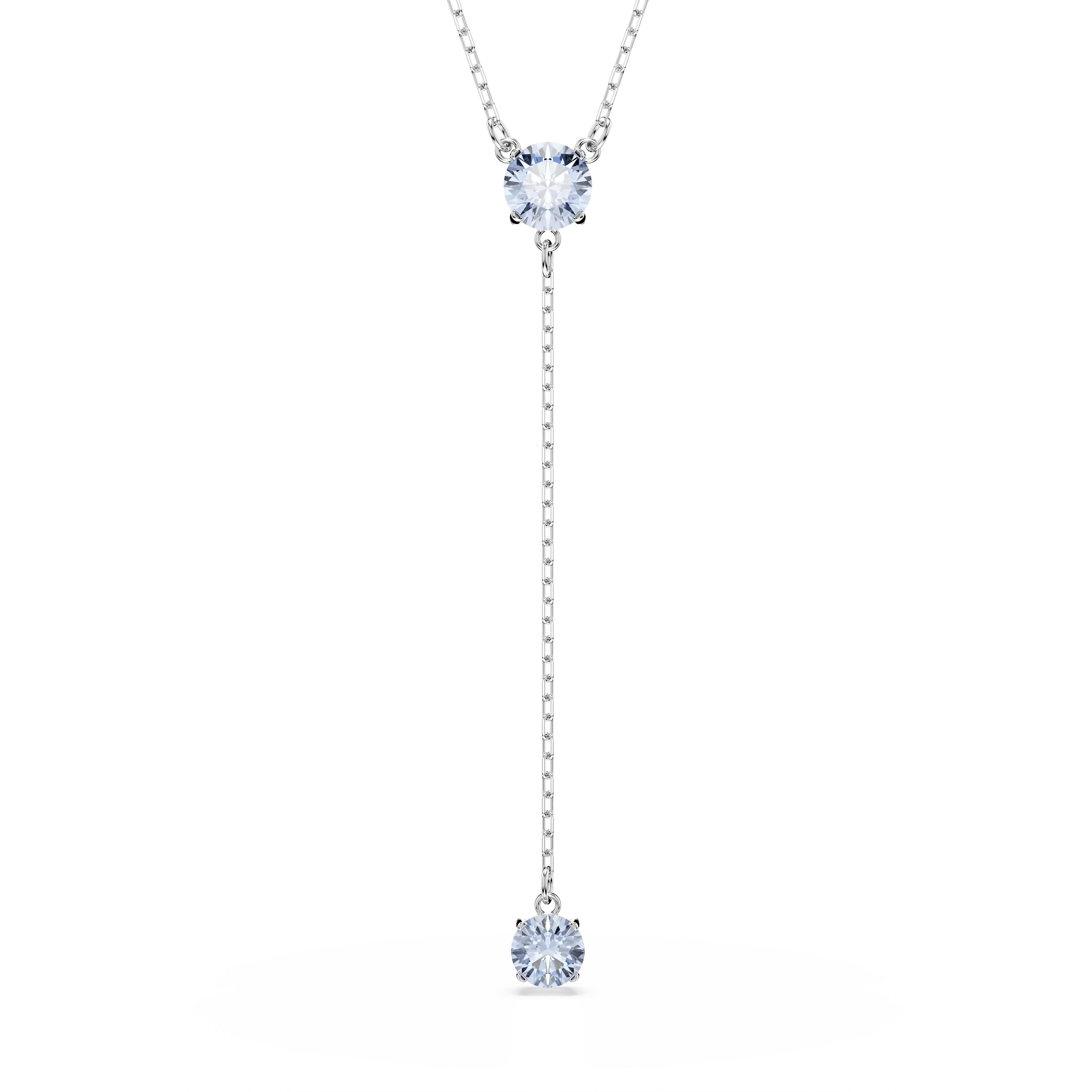 Attract Y necklace Round cut/Blue/Rhodium plated