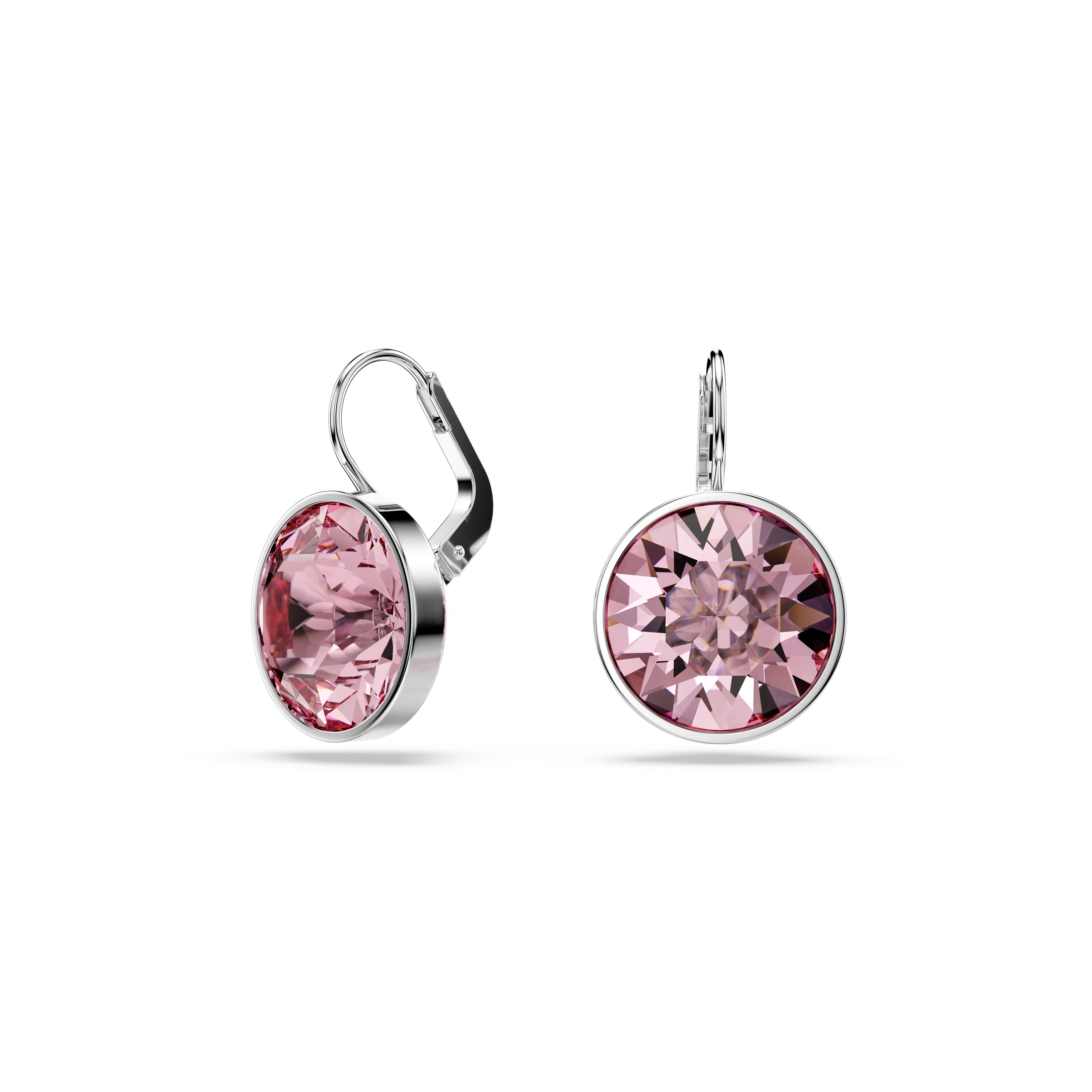 Bella drop earrings Round cut/Pink/Rhodium plated