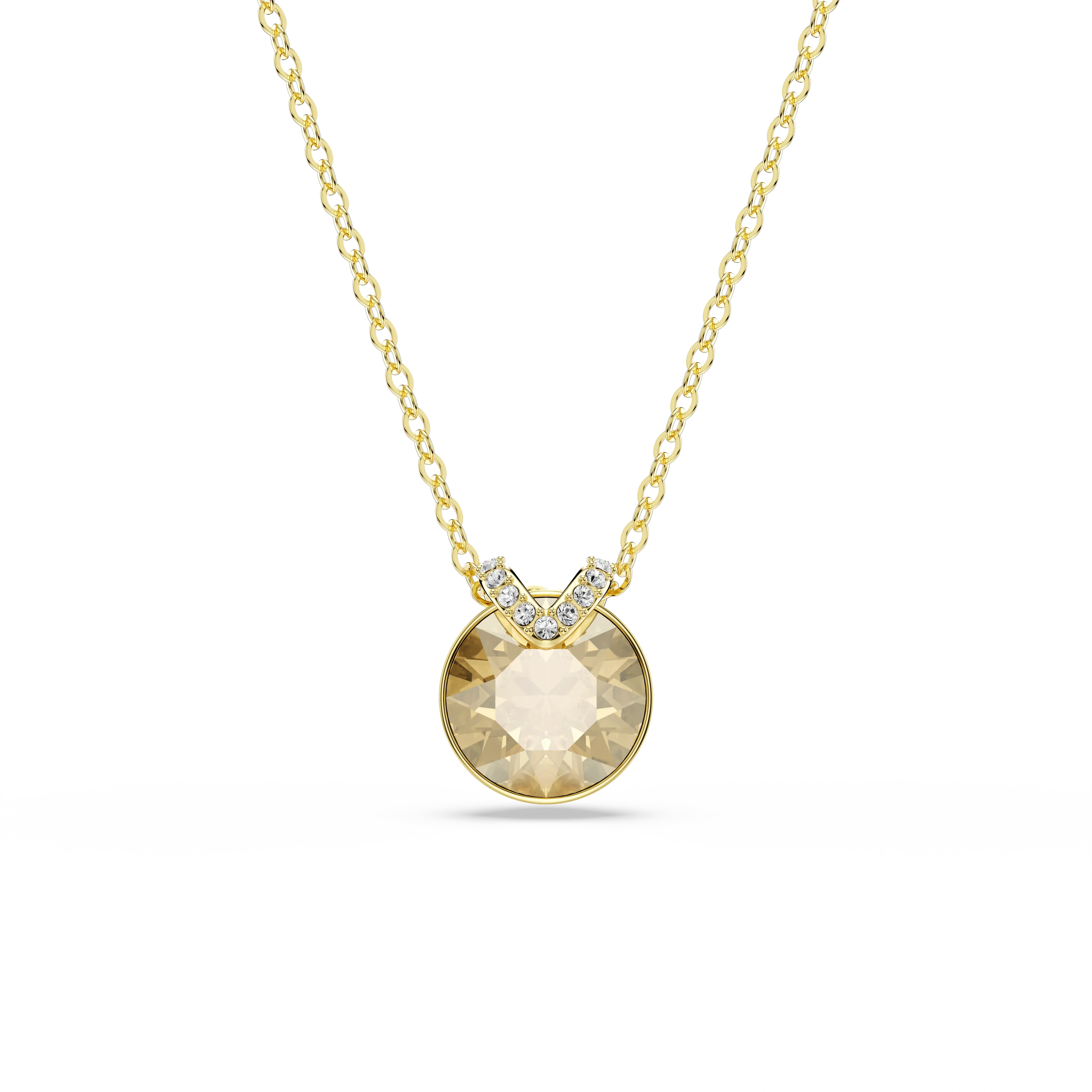 Bella V pendant Round cut/Gold tone/Gold-tone plated