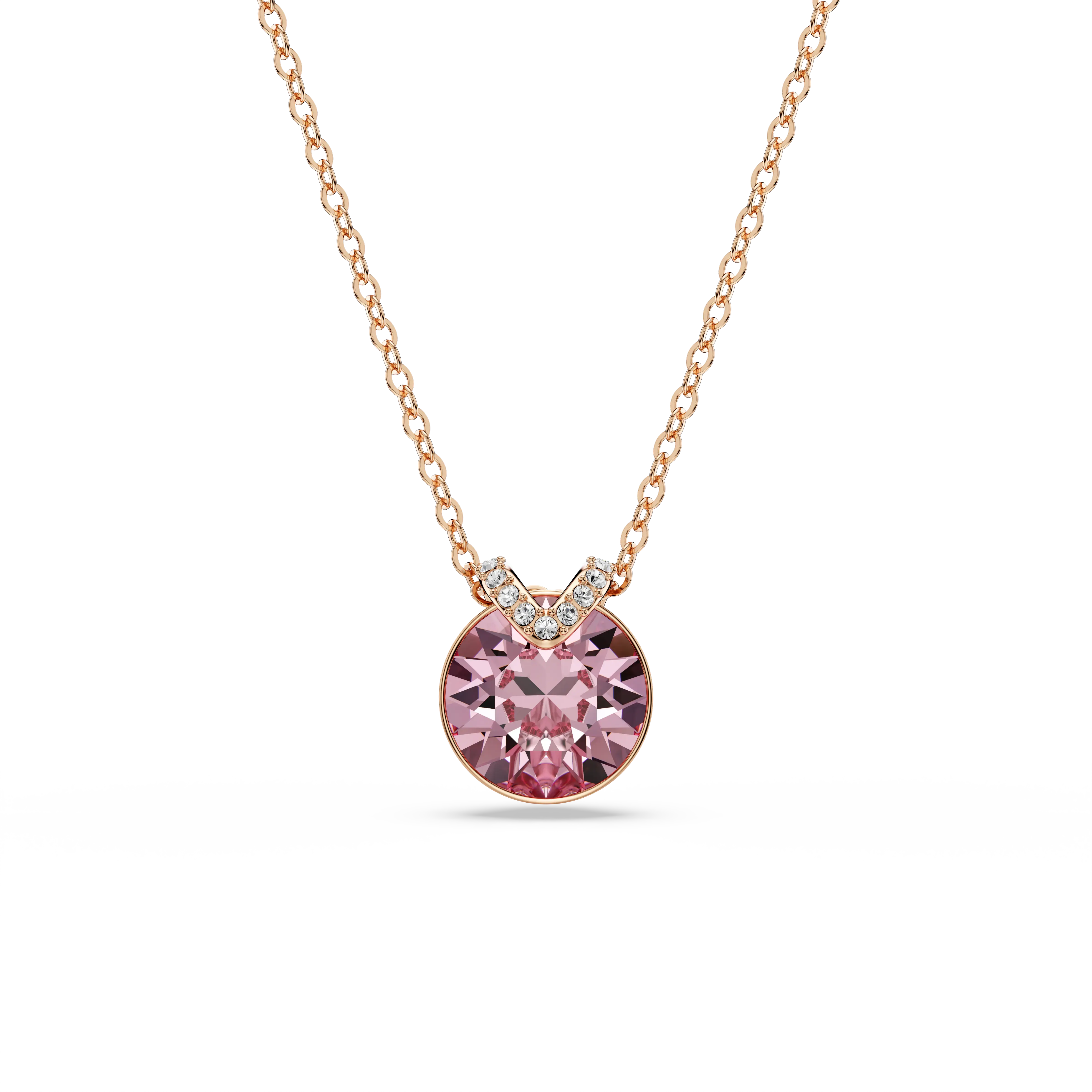 Bella V pendant Round cut/Pink/Rose gold-tone plated