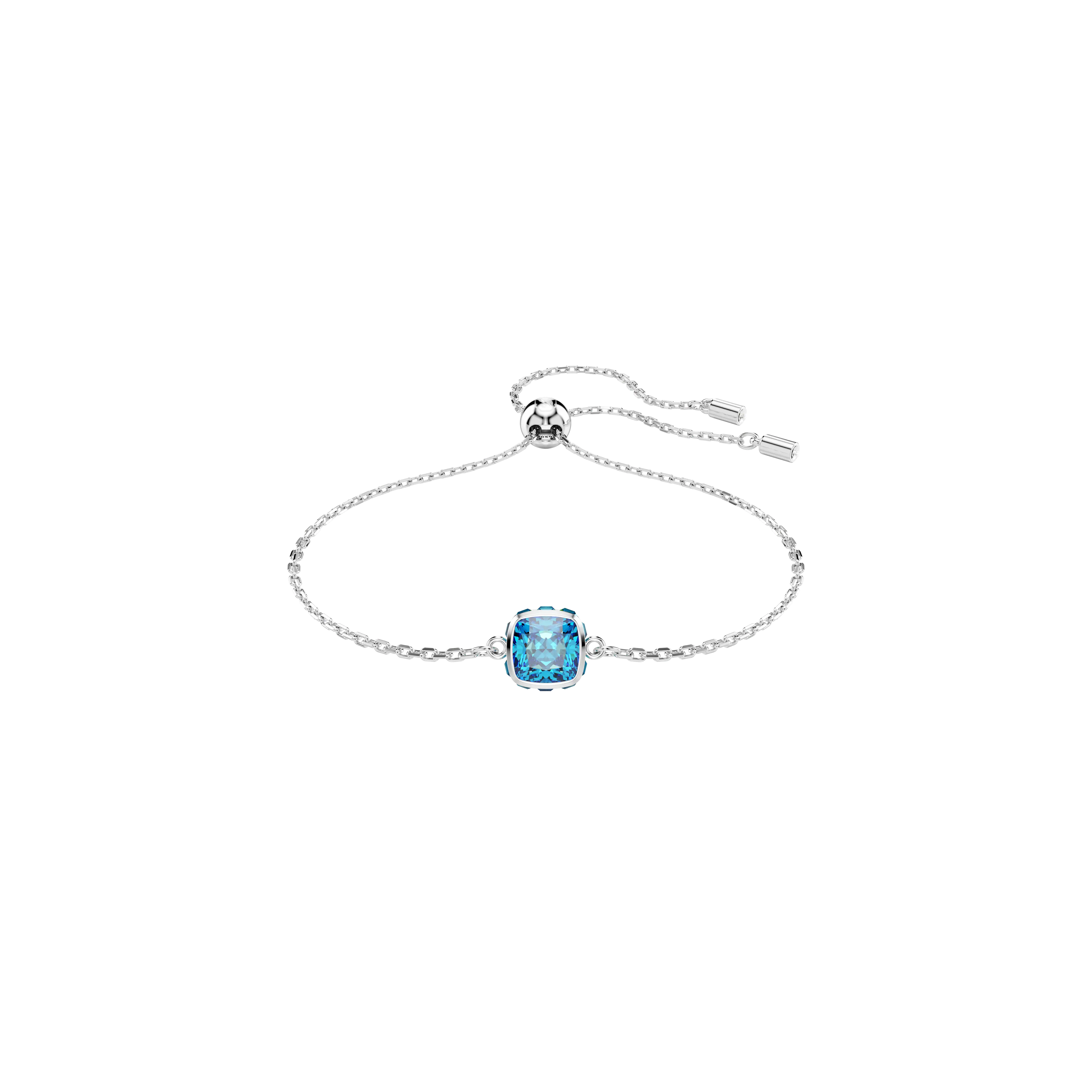 Birthstone bracelet Square cut/December/Blue/Rhodium plated