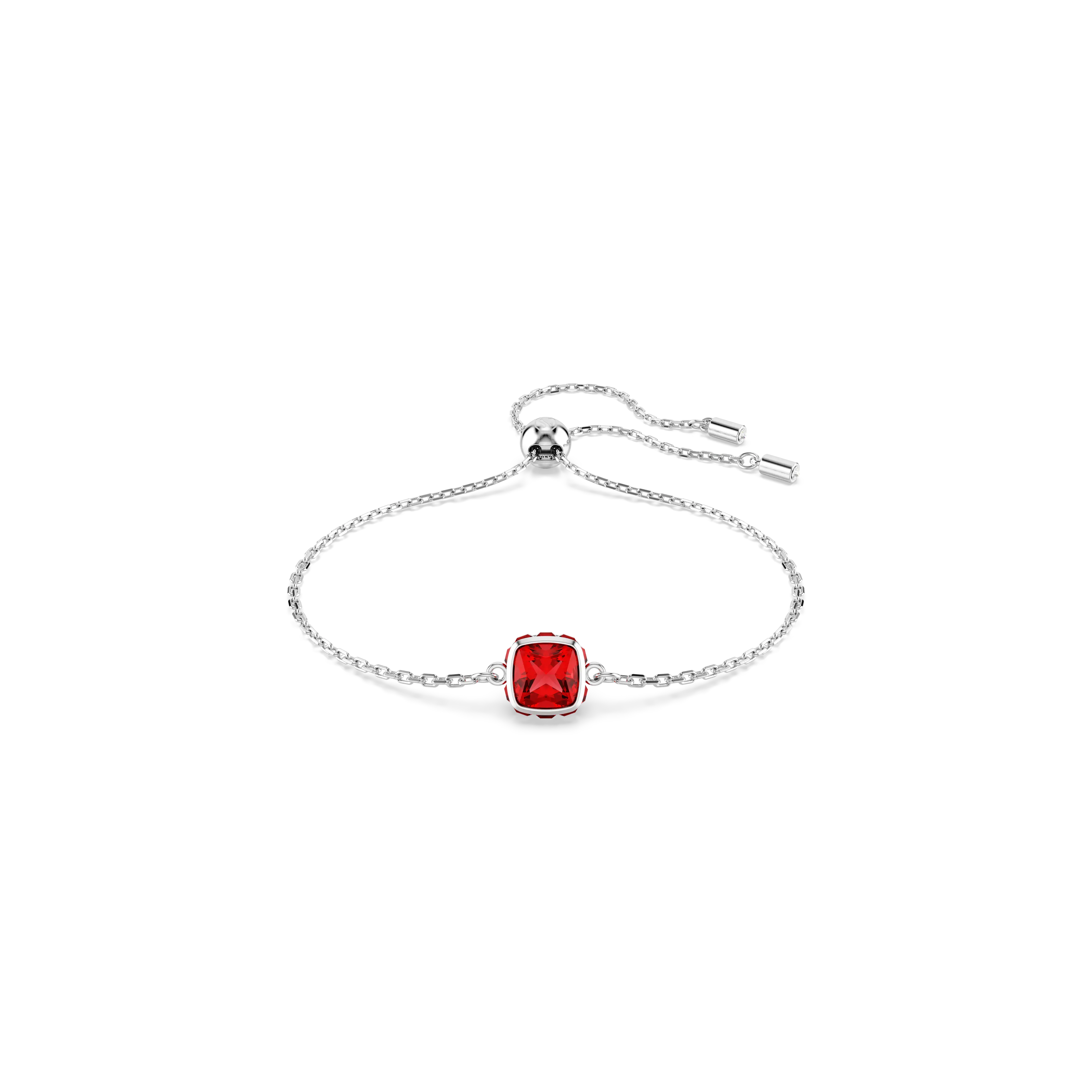 Birthstone bracelet Square cut/July/Red/Rhodium plated