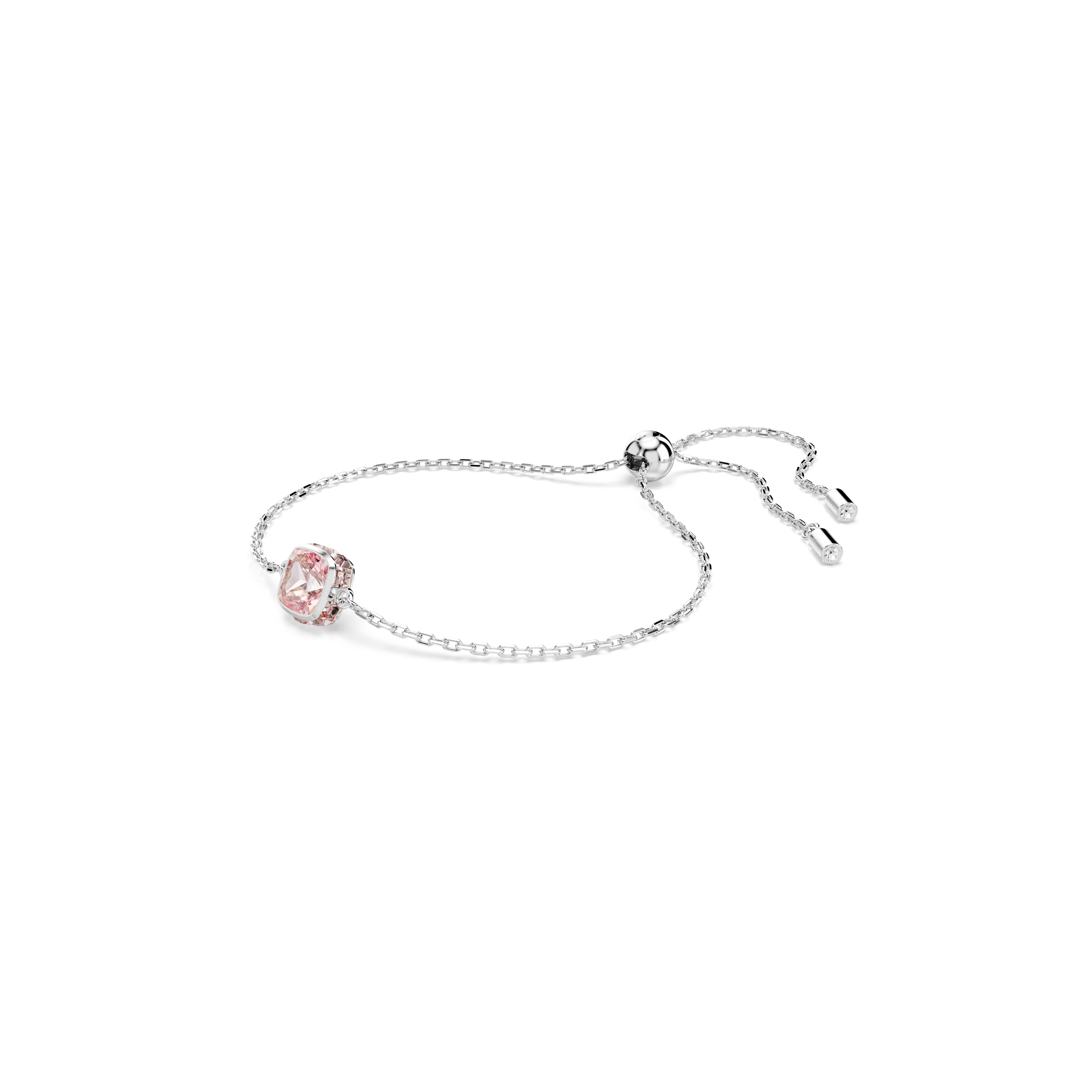 Birthstone bracelet Square cut/June/Pink/Rhodium plated