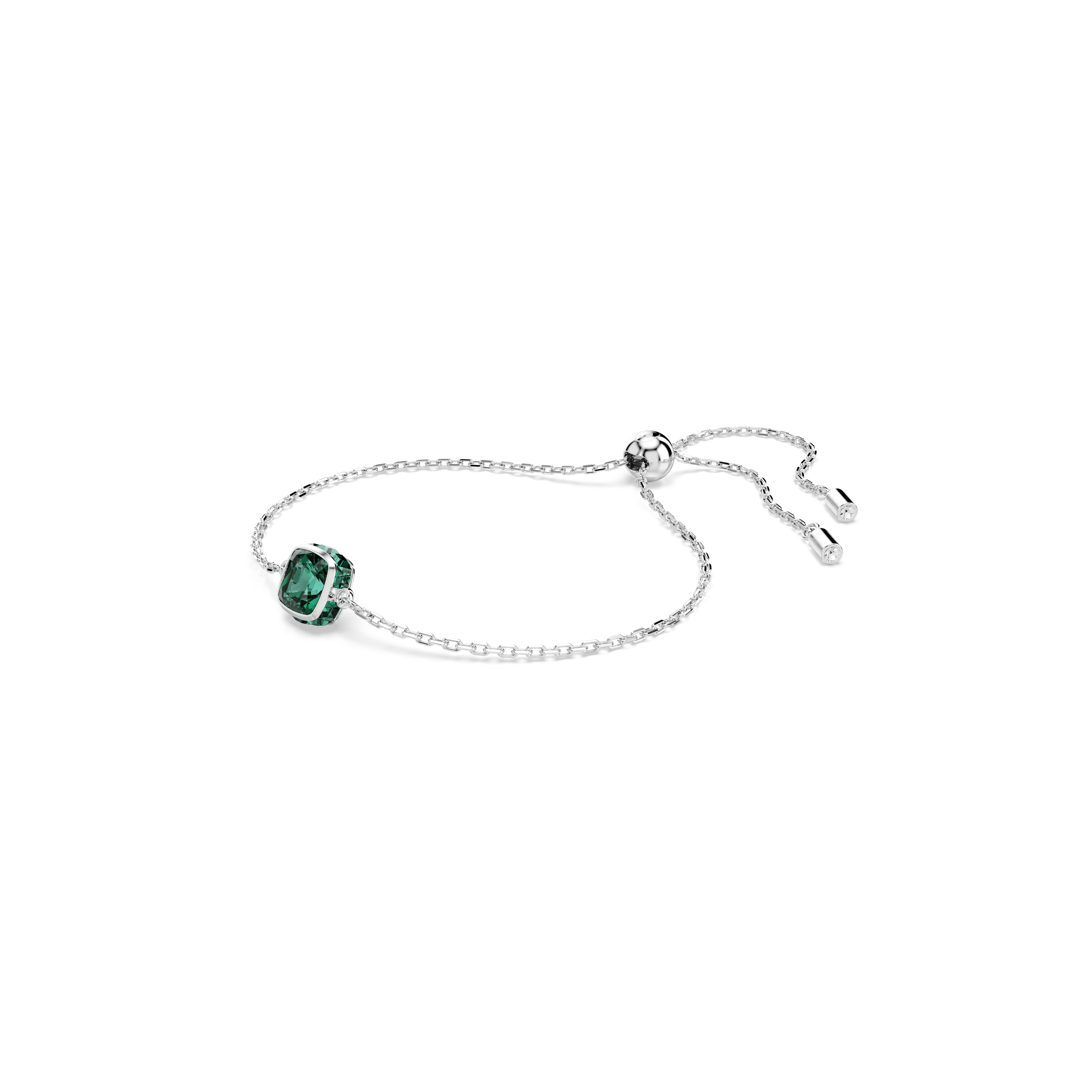 Birthstone bracelet Square cut/May/Green/Rhodium plated