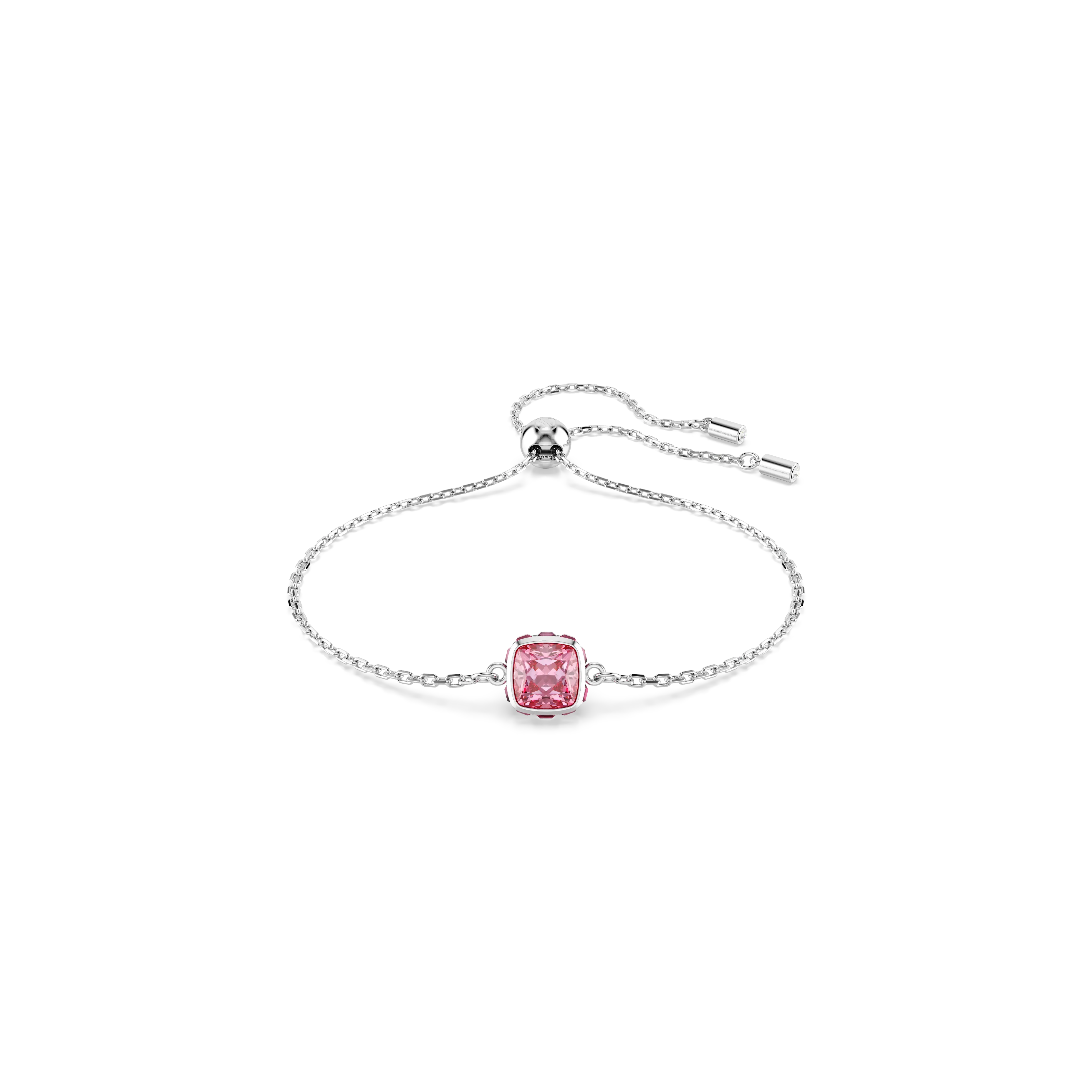 Birthstone bracelet Square cut/October/Pink/Rhodium plated