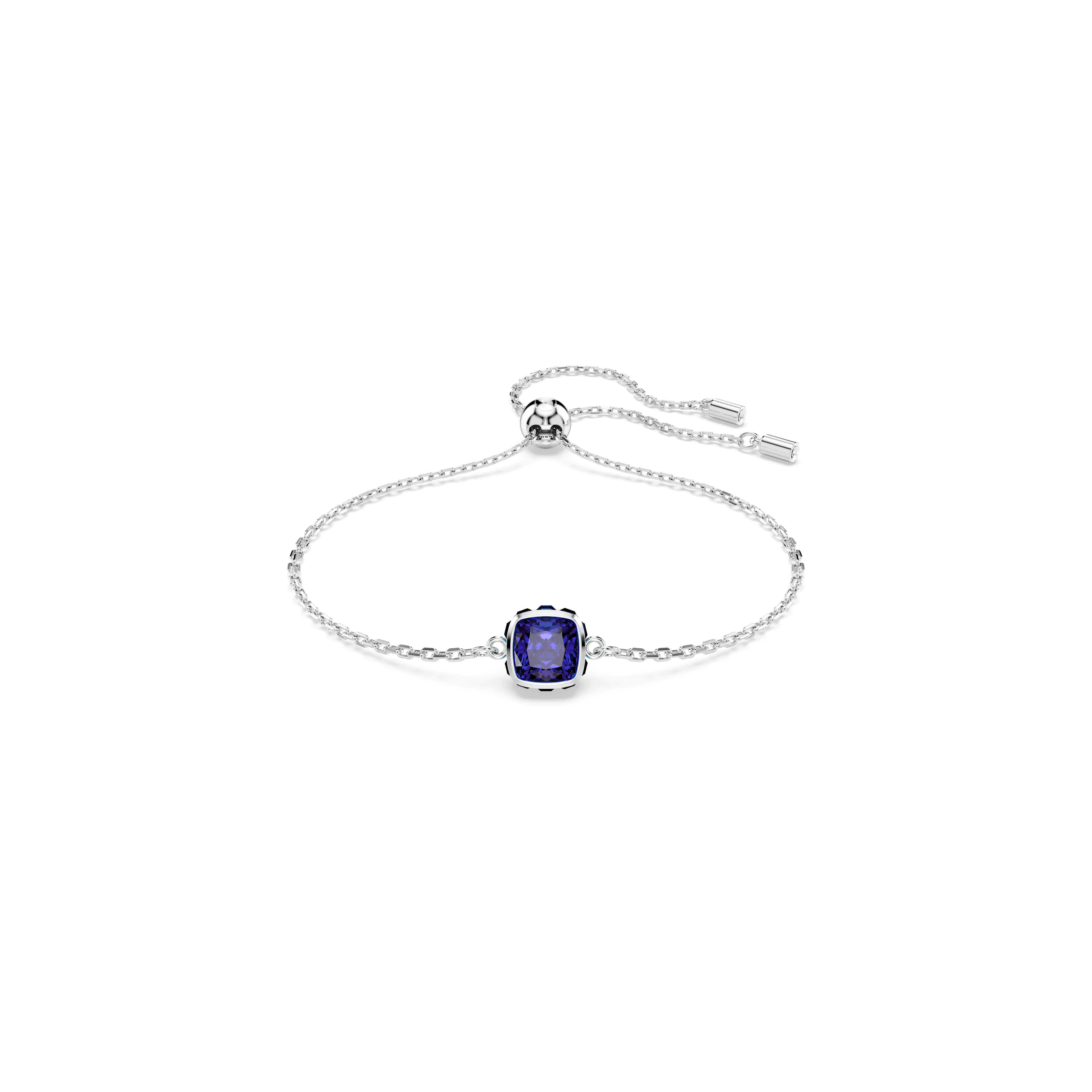 Birthstone bracelet Square cut/September/Blue/Rhodium plated