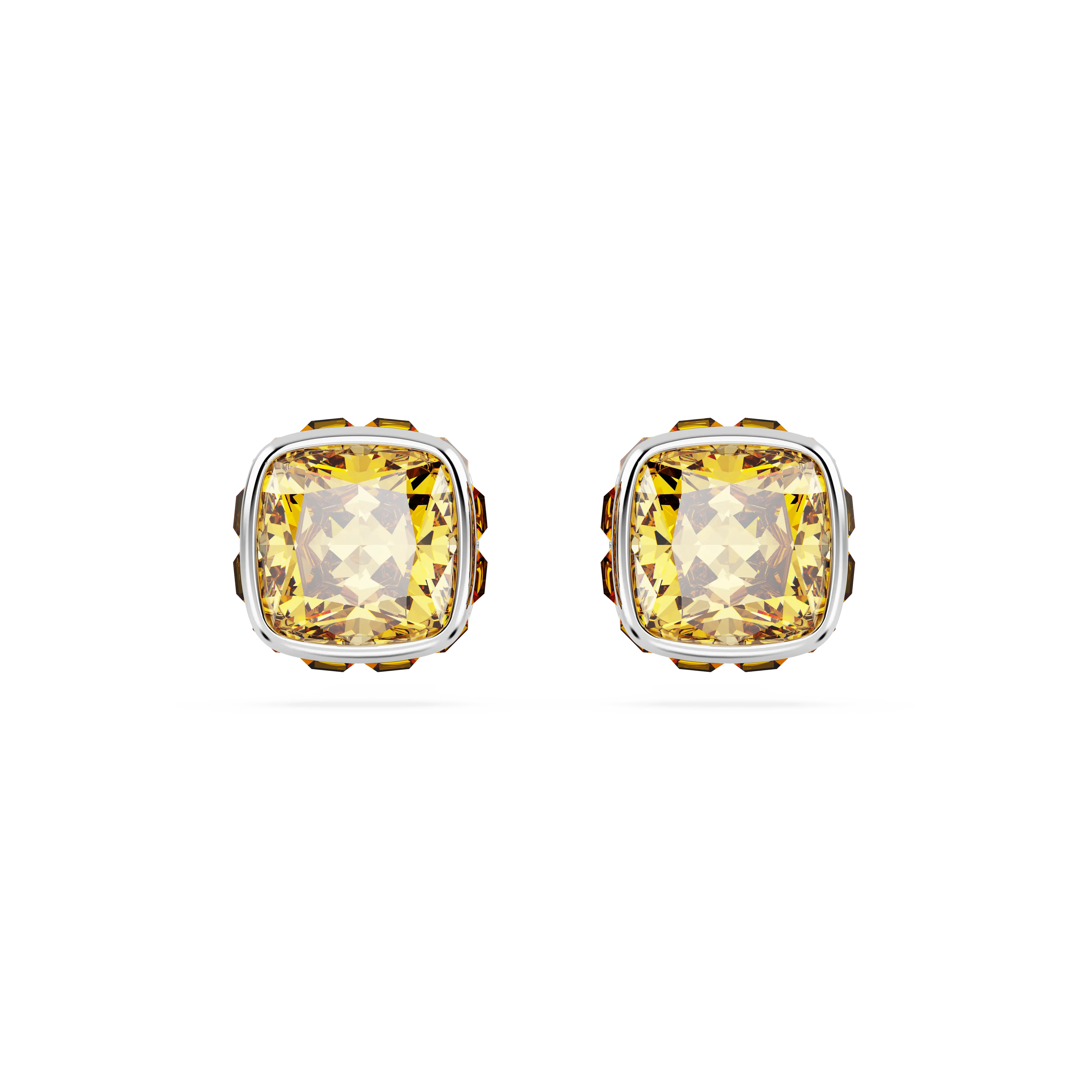 Birthstone stud earrings Square cut/November/Yellow/Rhodium plated