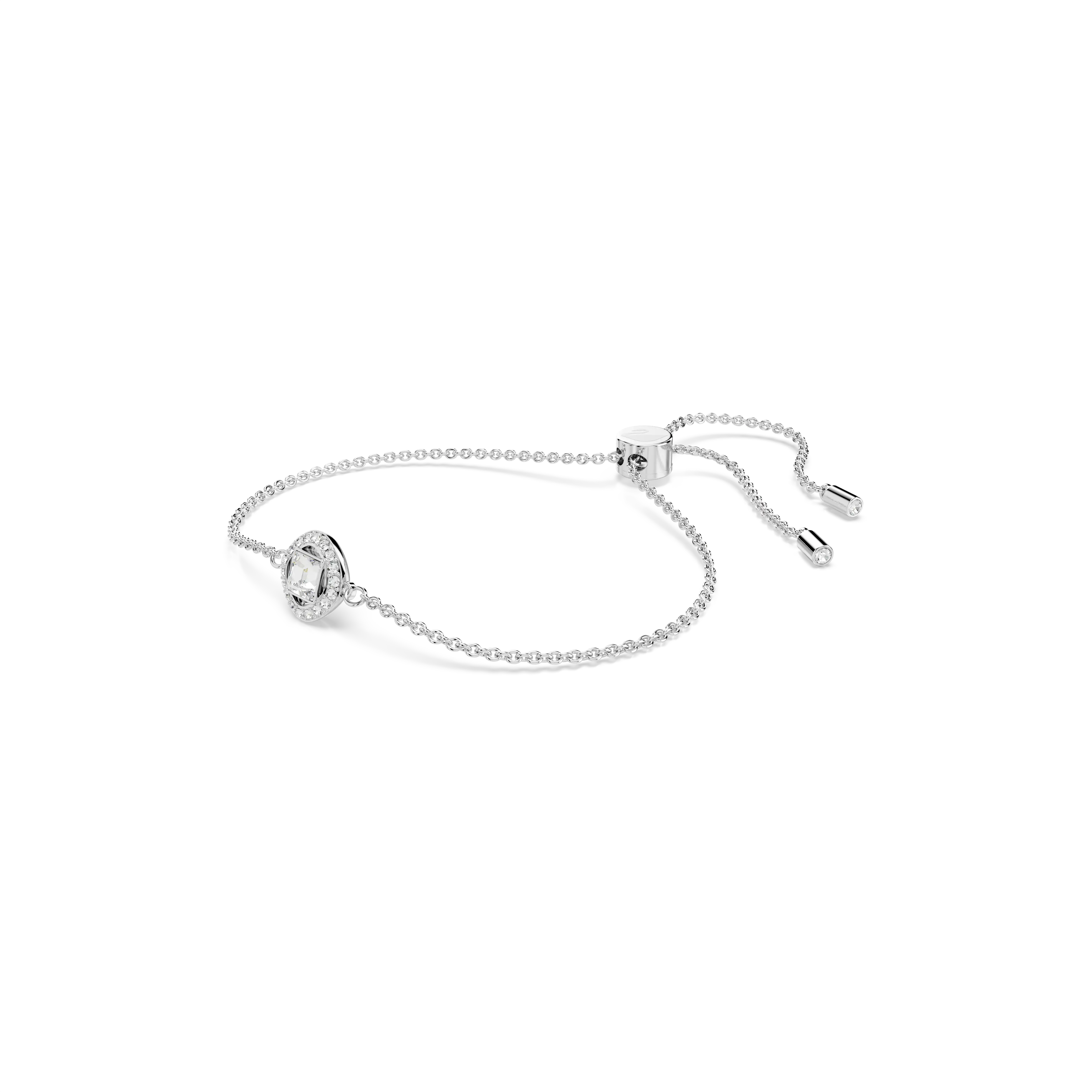 Bracelet Round cut/White/Rhodium plated