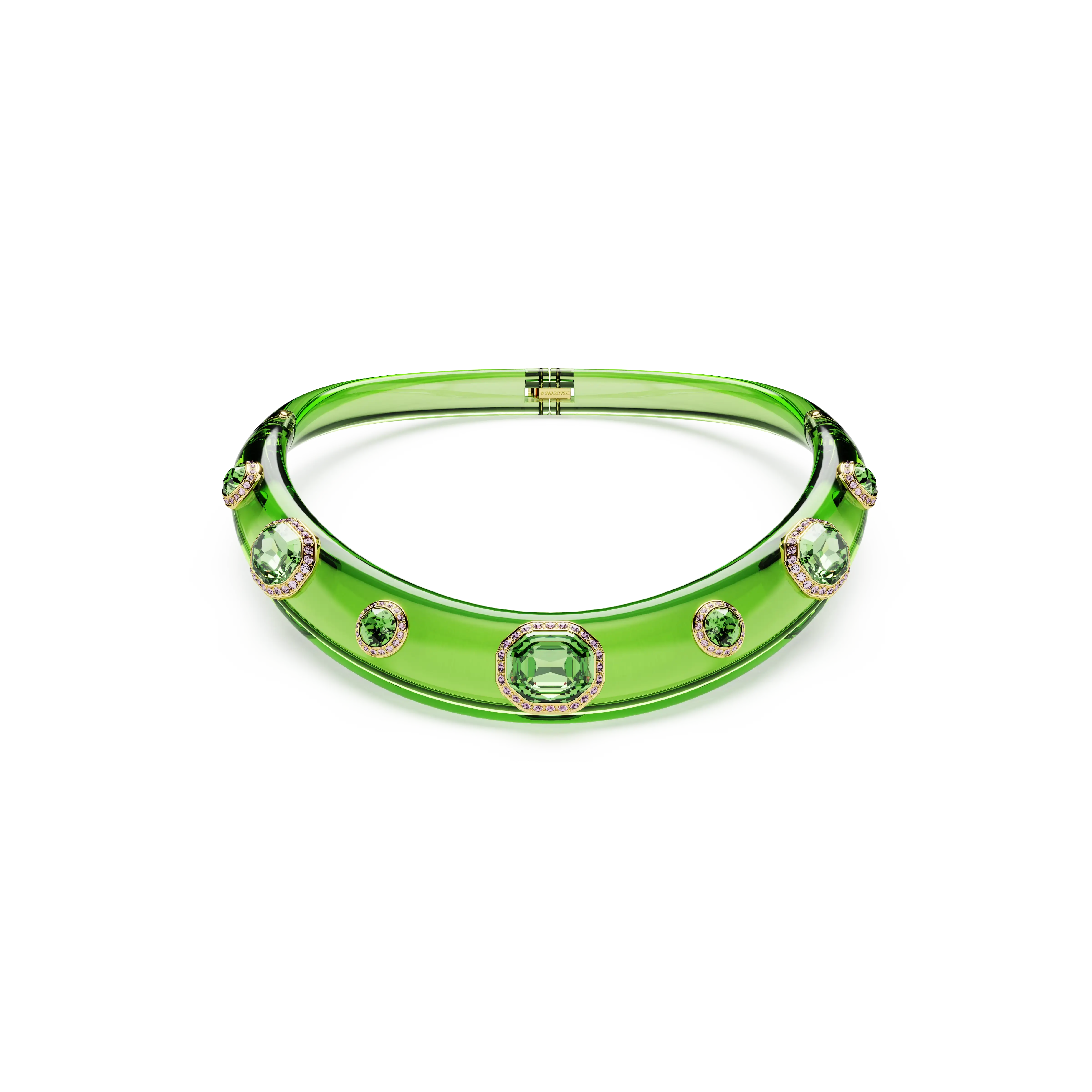 Choker Mixed cuts/Green/Gold-tone plated