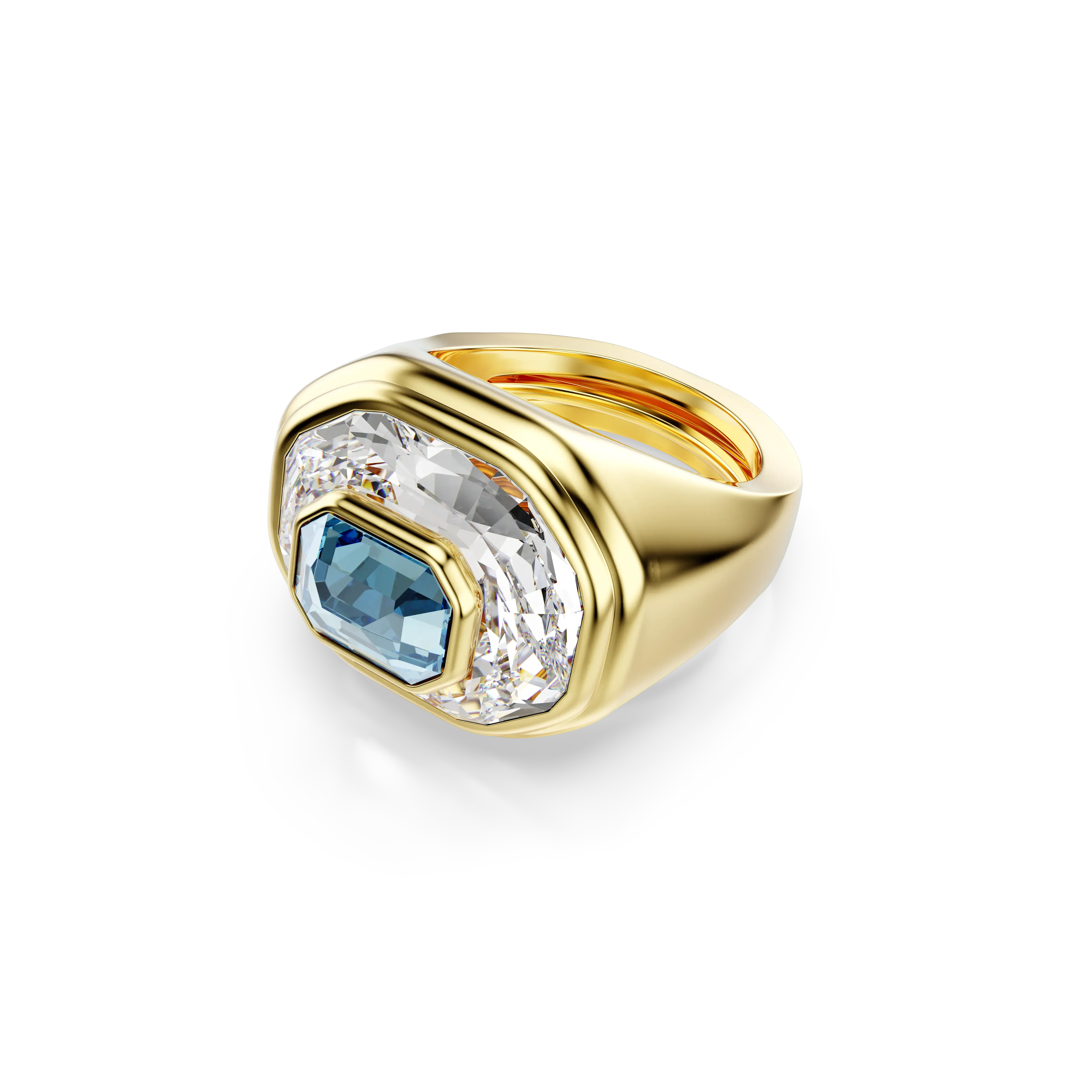 Chroma cocktail ring Octagon cut/Blue/Gold-tone plated
