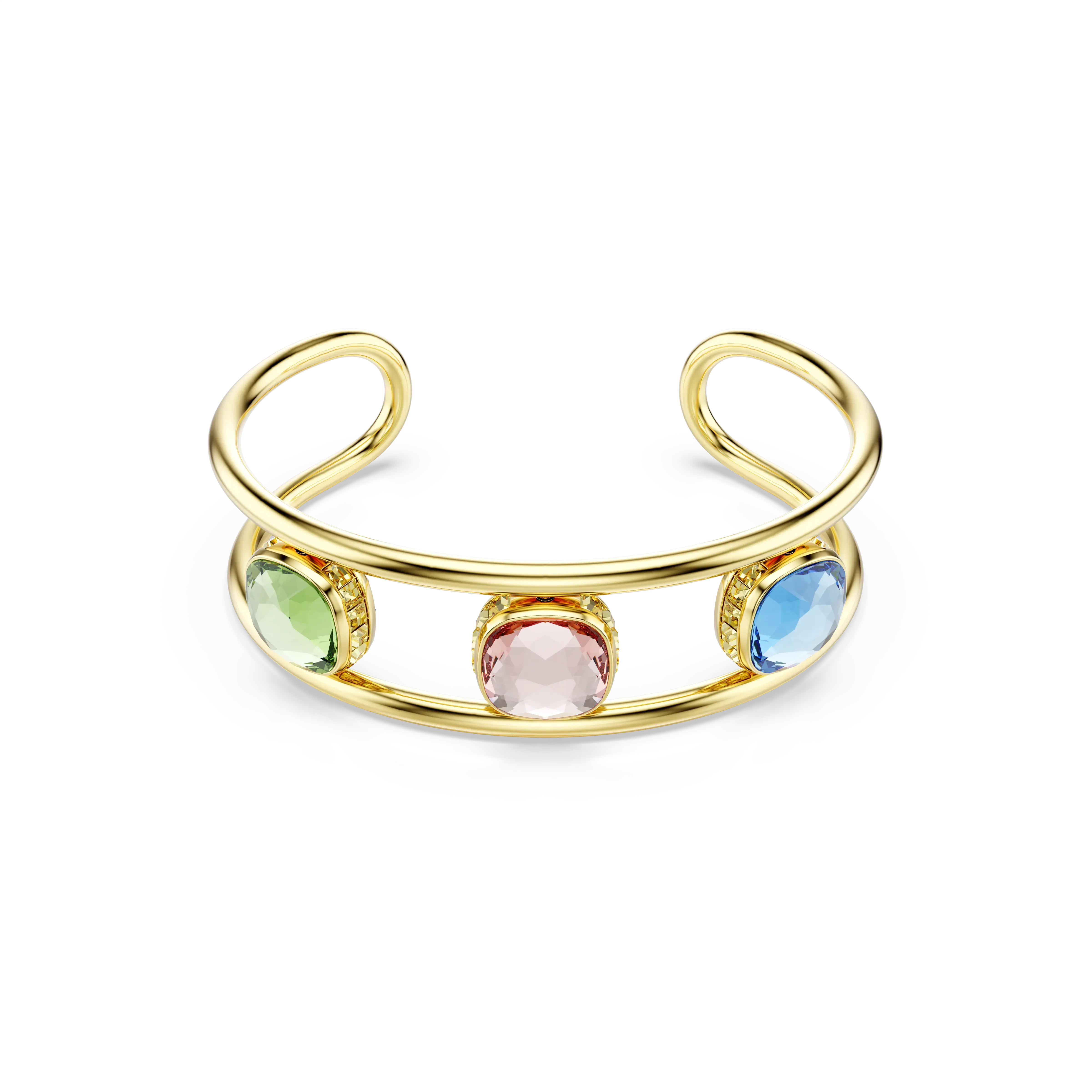 Chroma cuff Cushion cut/Multicolored/Gold-tone plated
