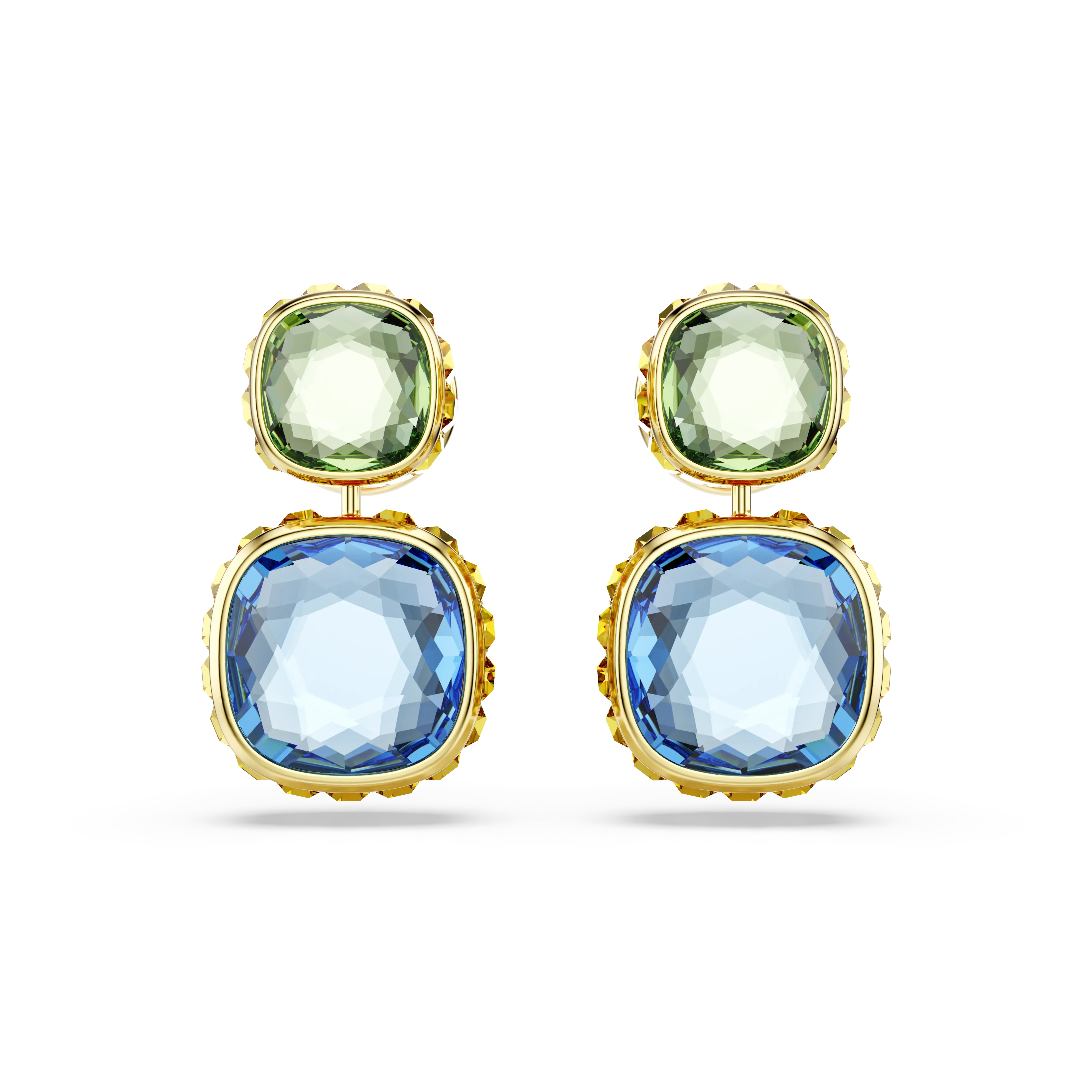 Chroma drop earrings Cushion cut/Multicolored/Gold-tone plated