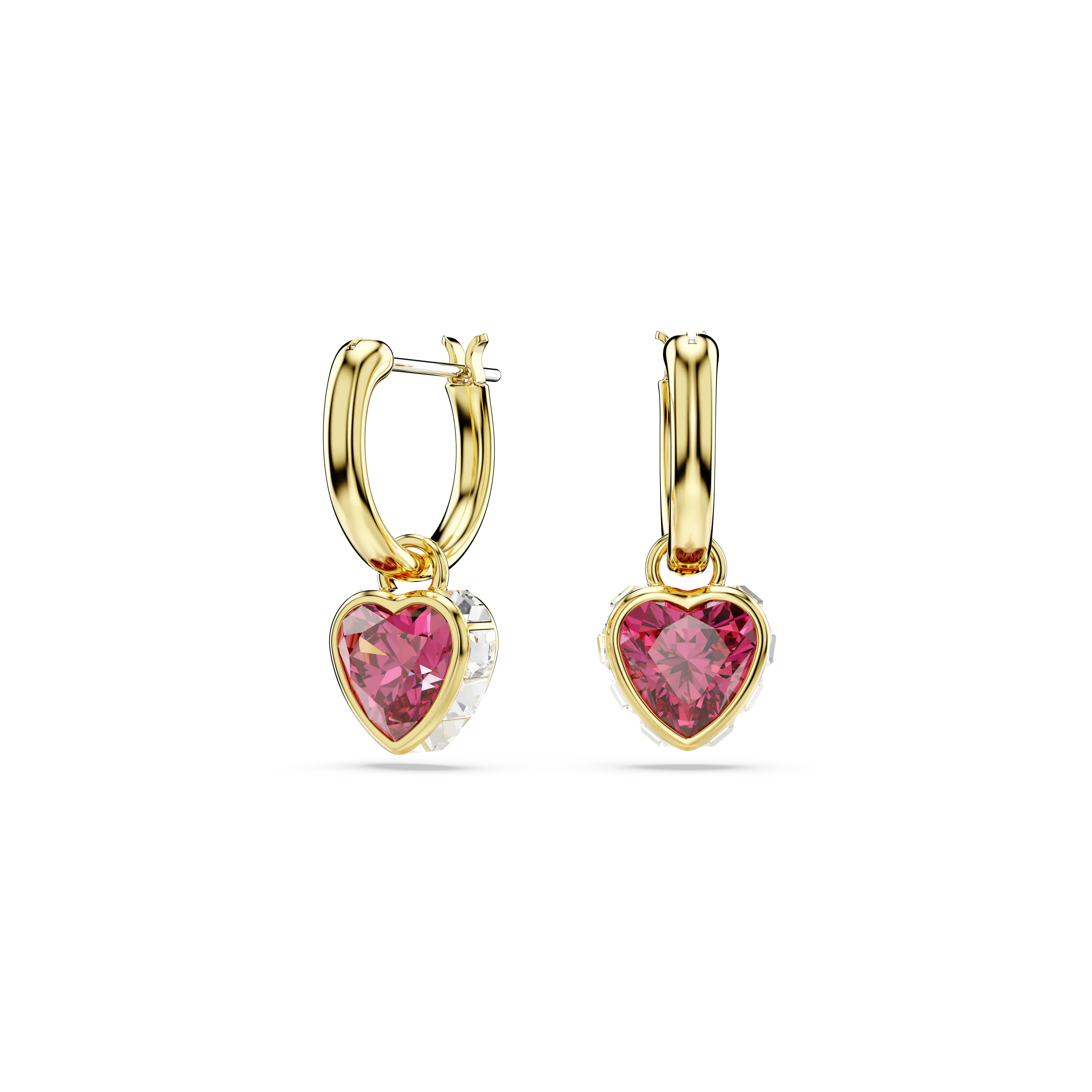 Chroma drop earrings Heart/Red/Gold-tone plated