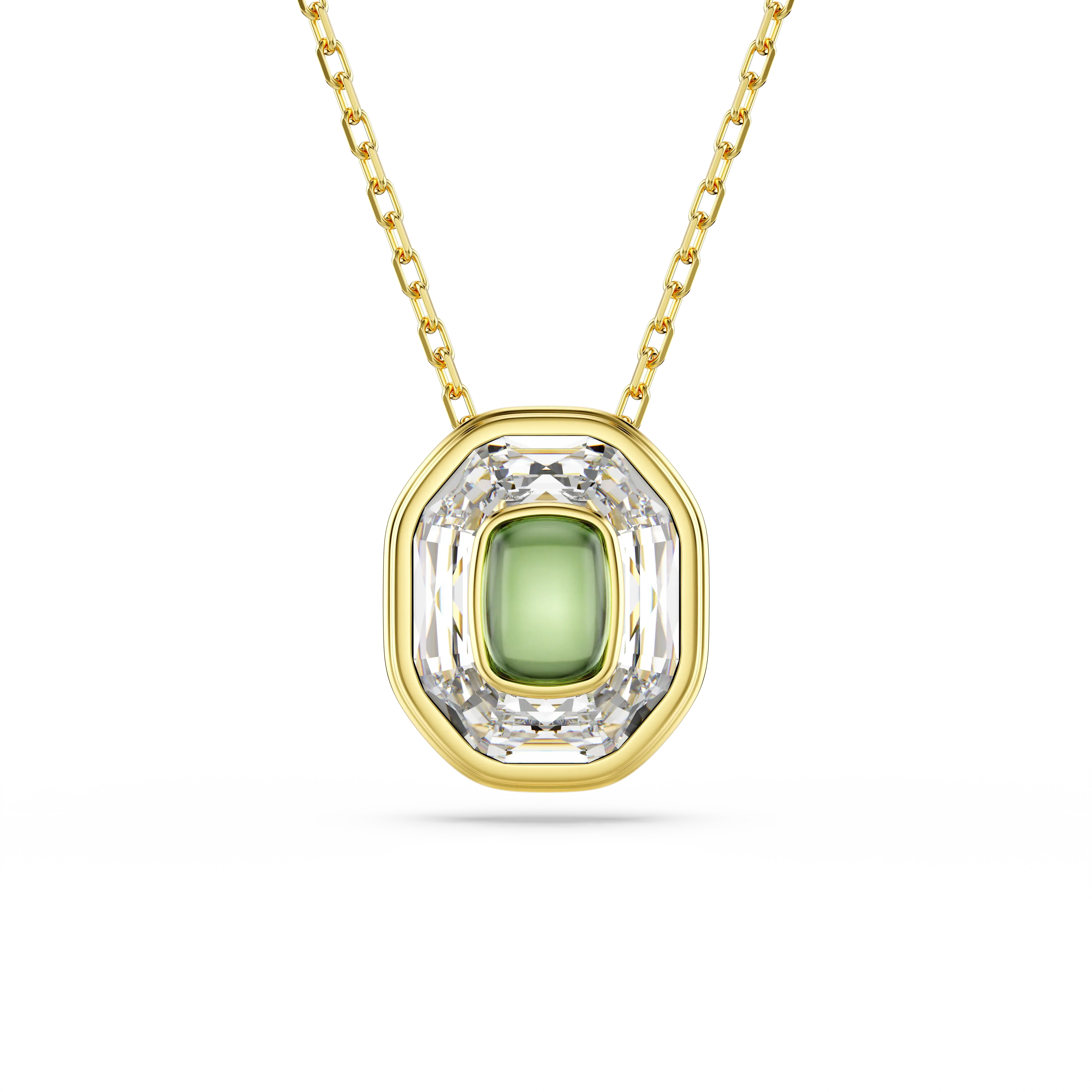 Chroma pendant Octagon cut/Green/Gold-tone plated