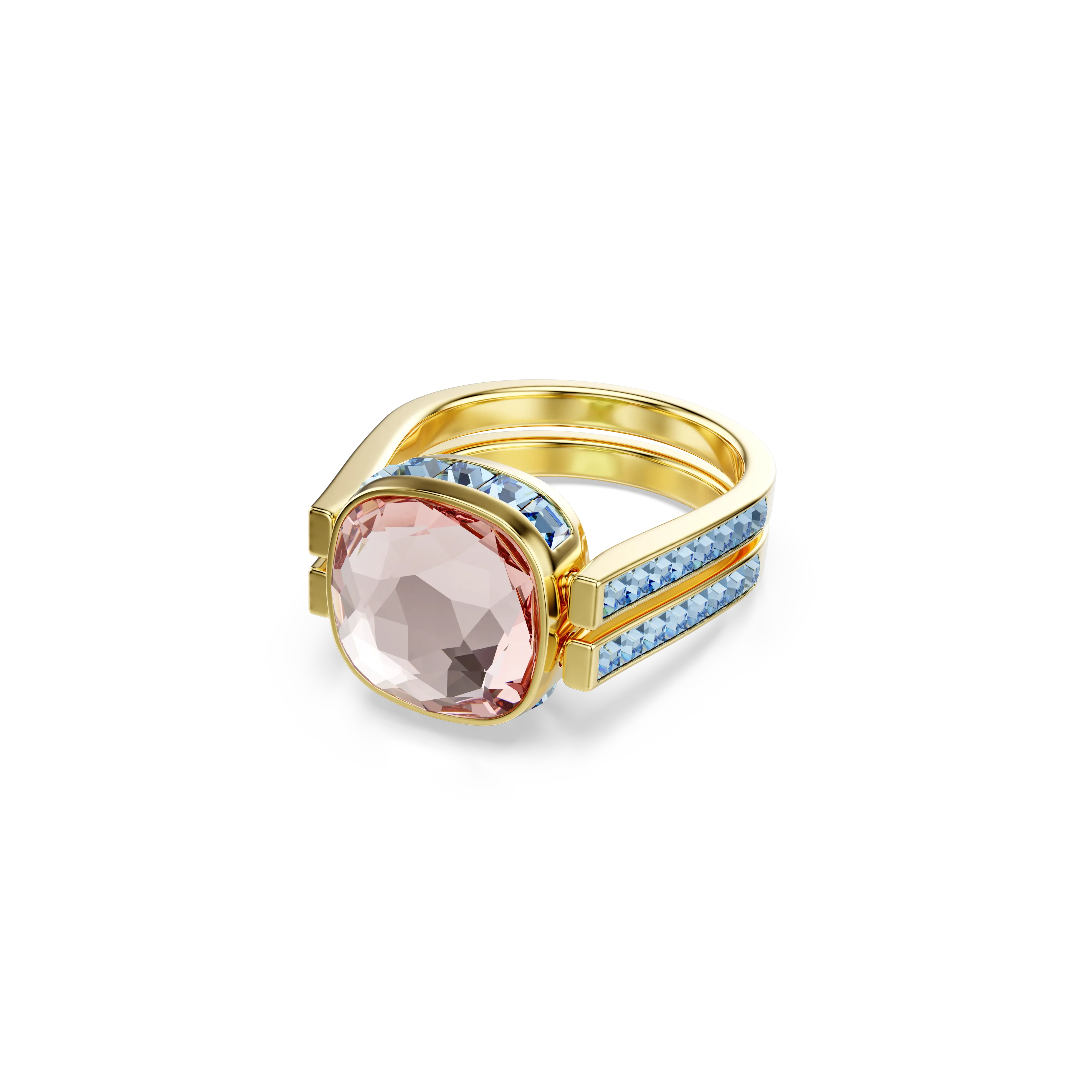 Chroma ring Cushion cut/Multicolored/Gold-tone plated
