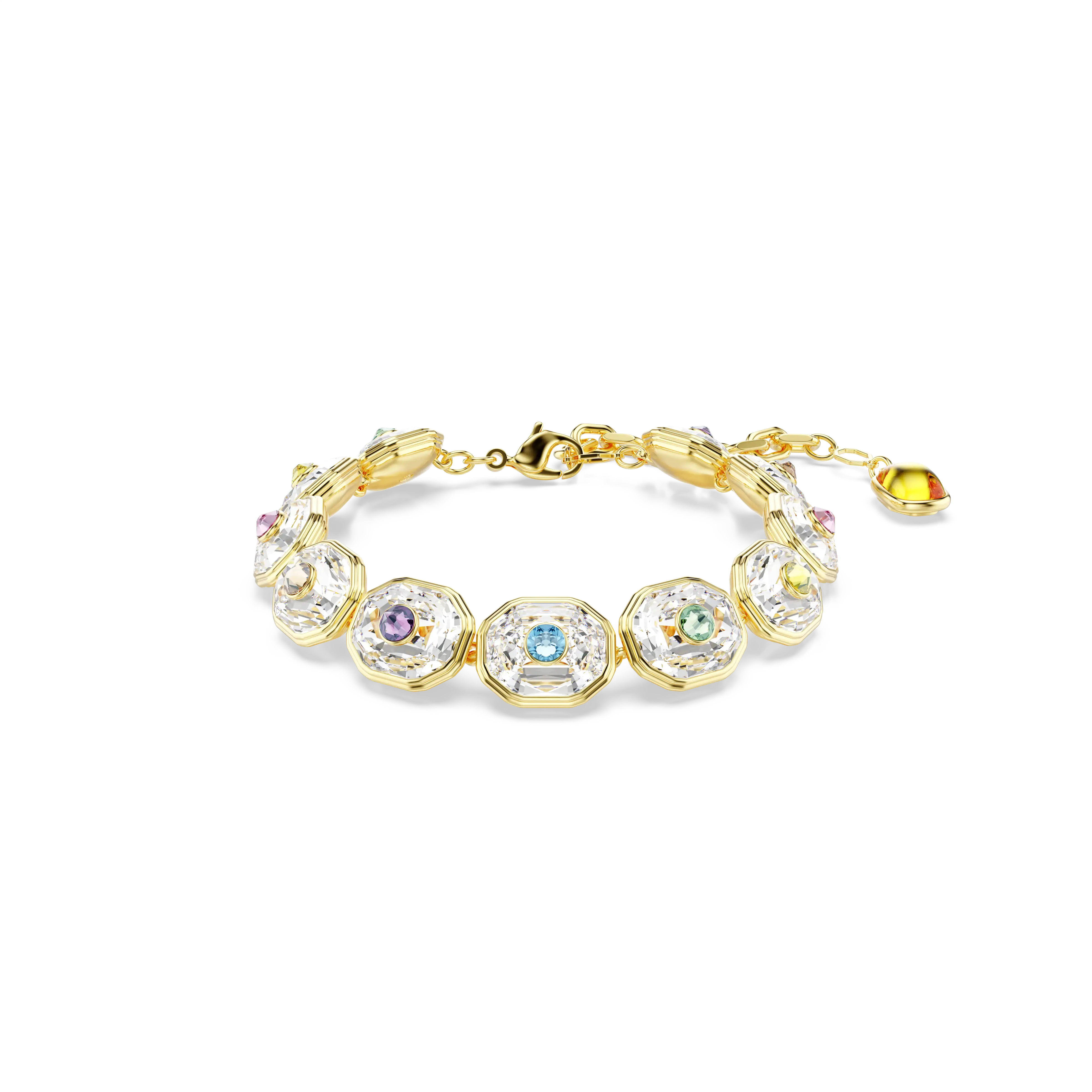 Chroma Tennis bracelet Octagon cut/Multicolored/Gold-tone plated