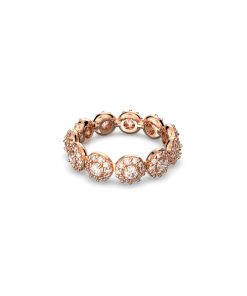 Una Angelic ring Round cut/White/Rose gold-tone plated