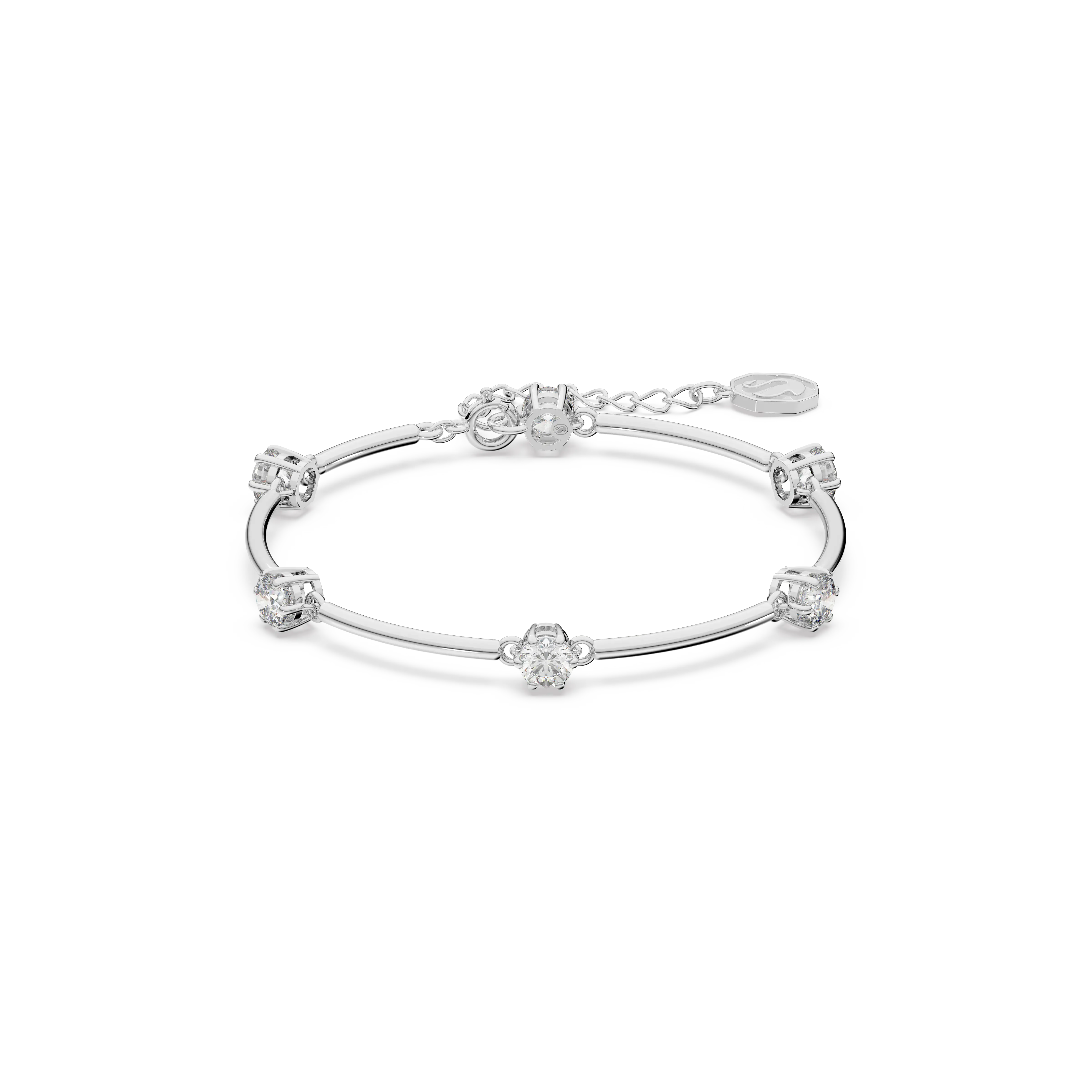 Constella bangle Round cut/White/Rhodium plated