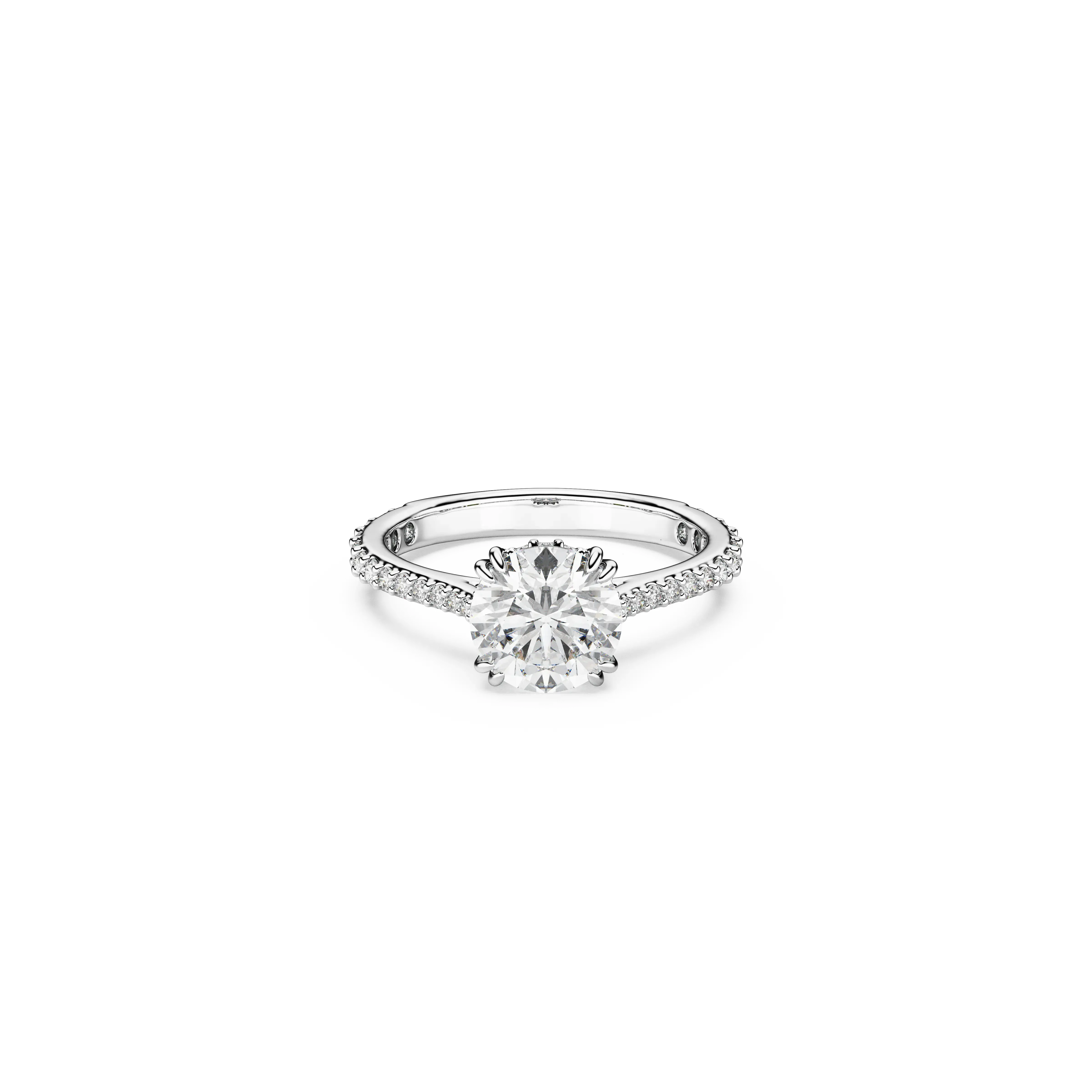 Constella cocktail ring Round cut/Pavé/White/Rhodium plated