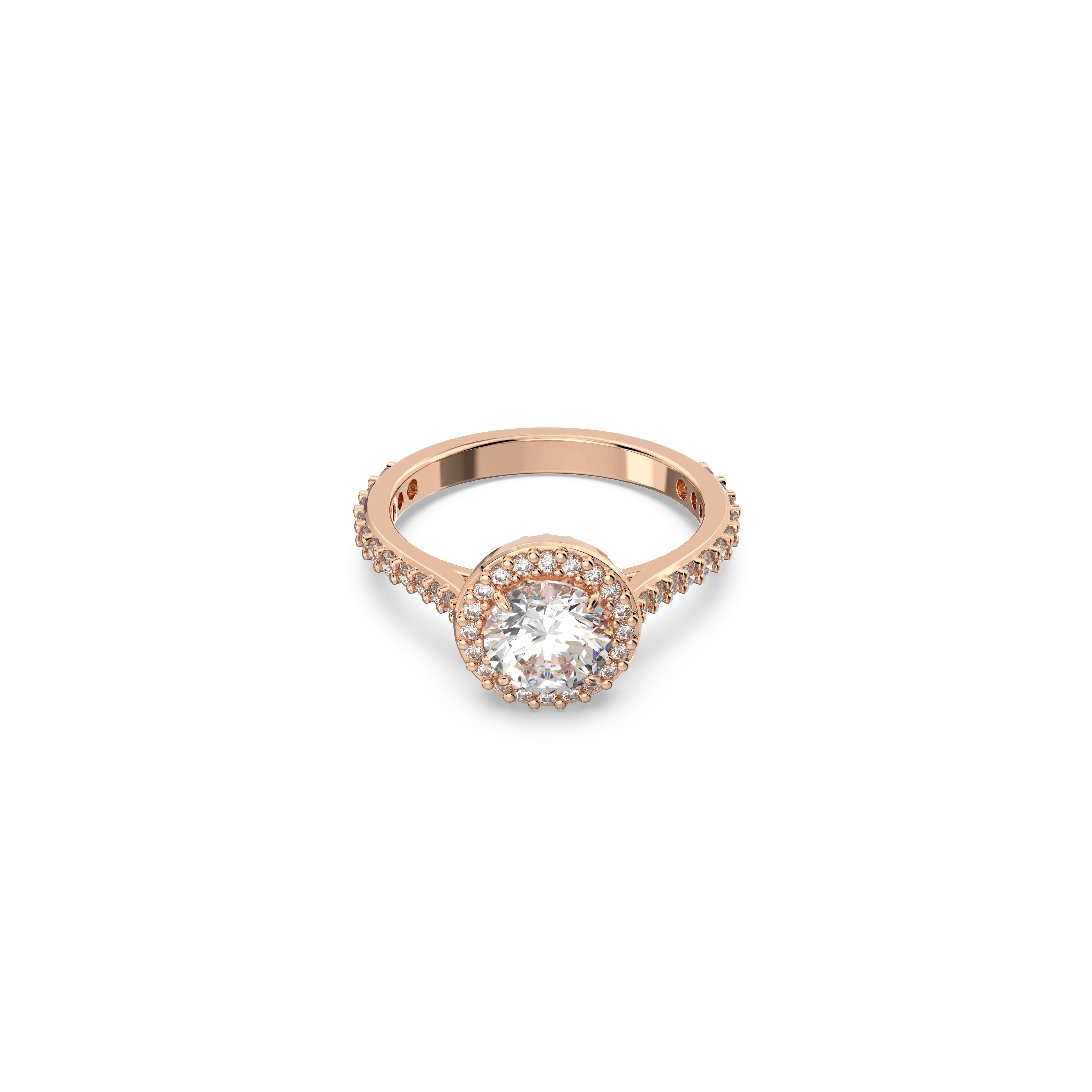 Constella cocktail ring Round cut/Pavé/White/Rose gold-tone plated