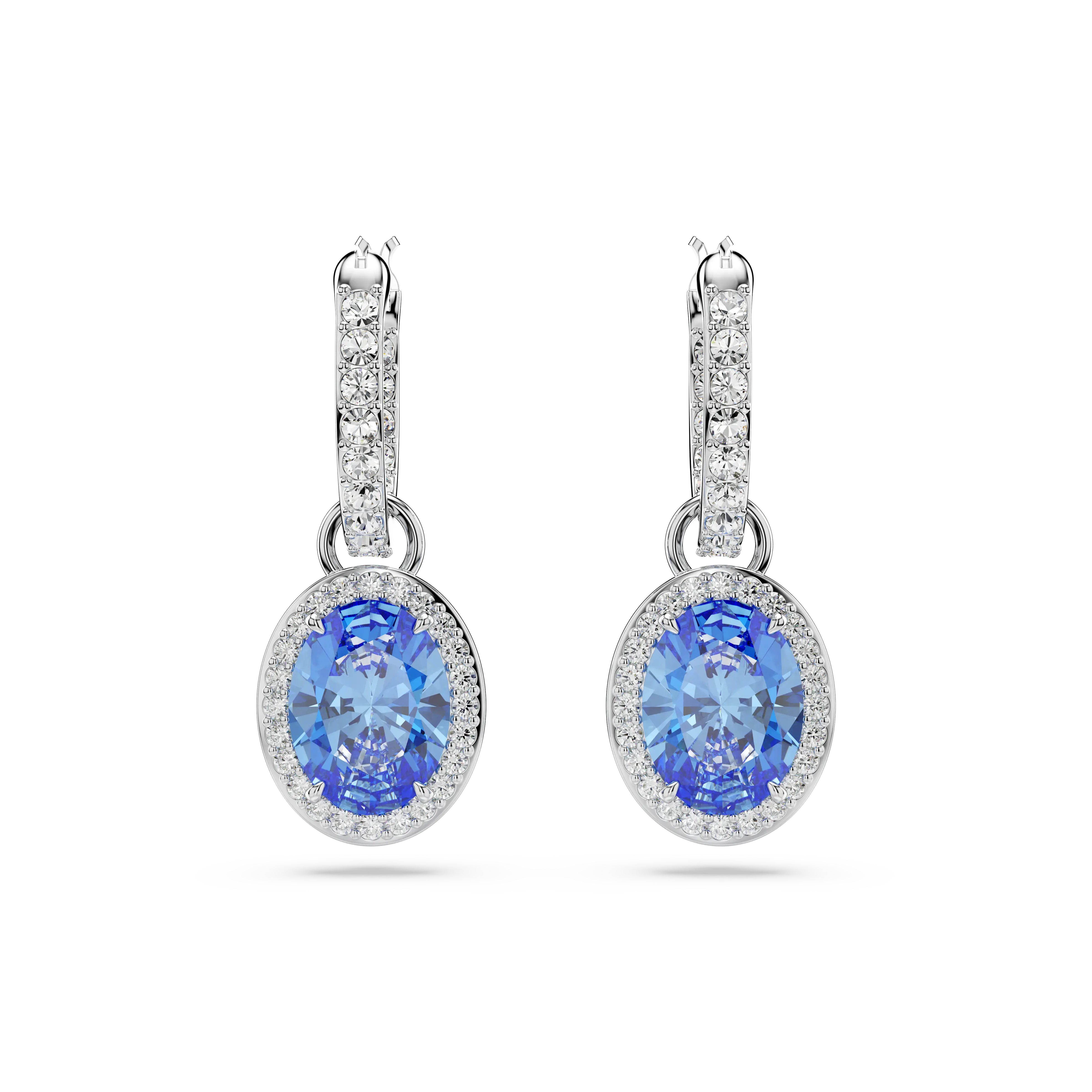 Constella drop earrings Oval cut/Blue/Rhodium plated