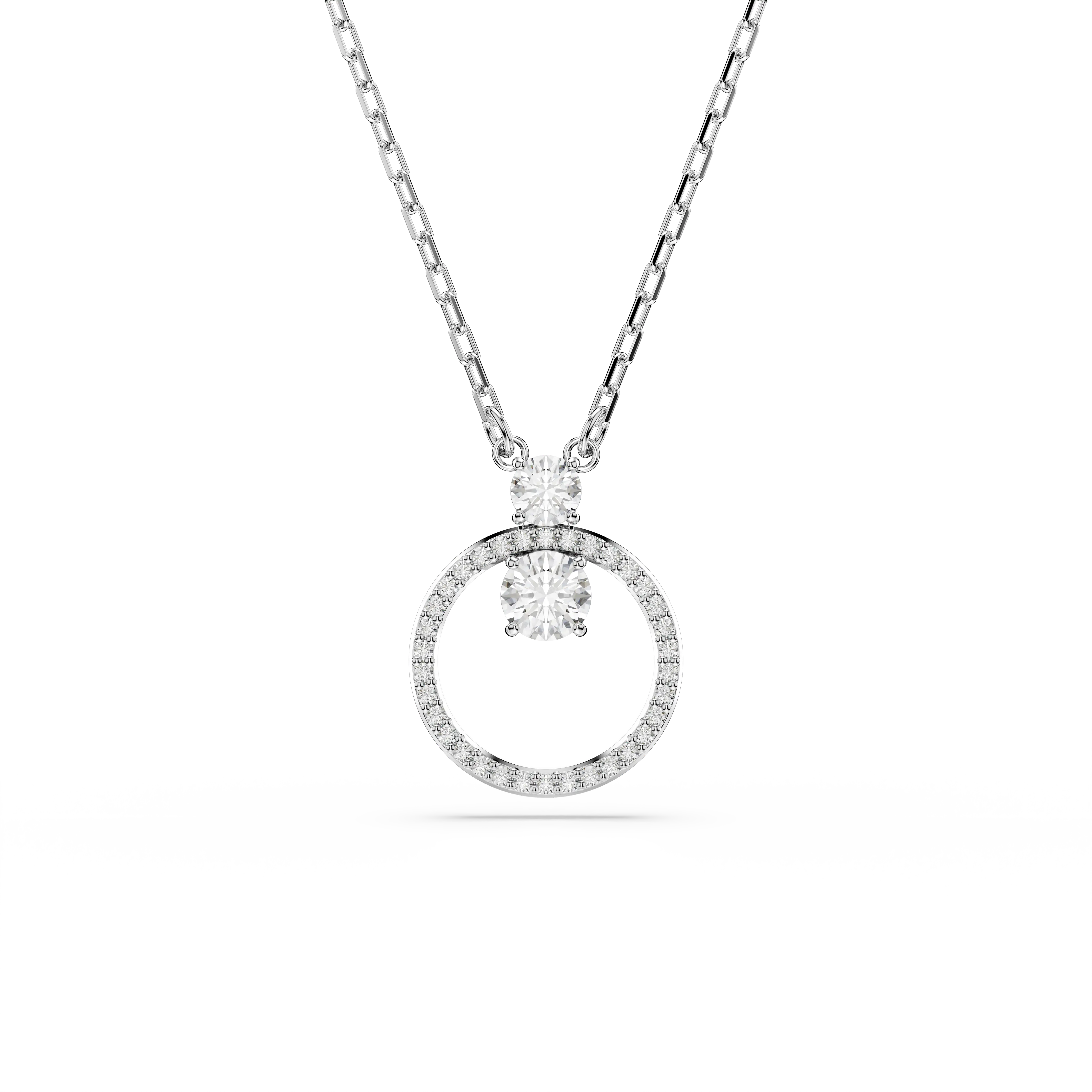 Constella pendant Pavé/Round cut/White/Rhodium plated