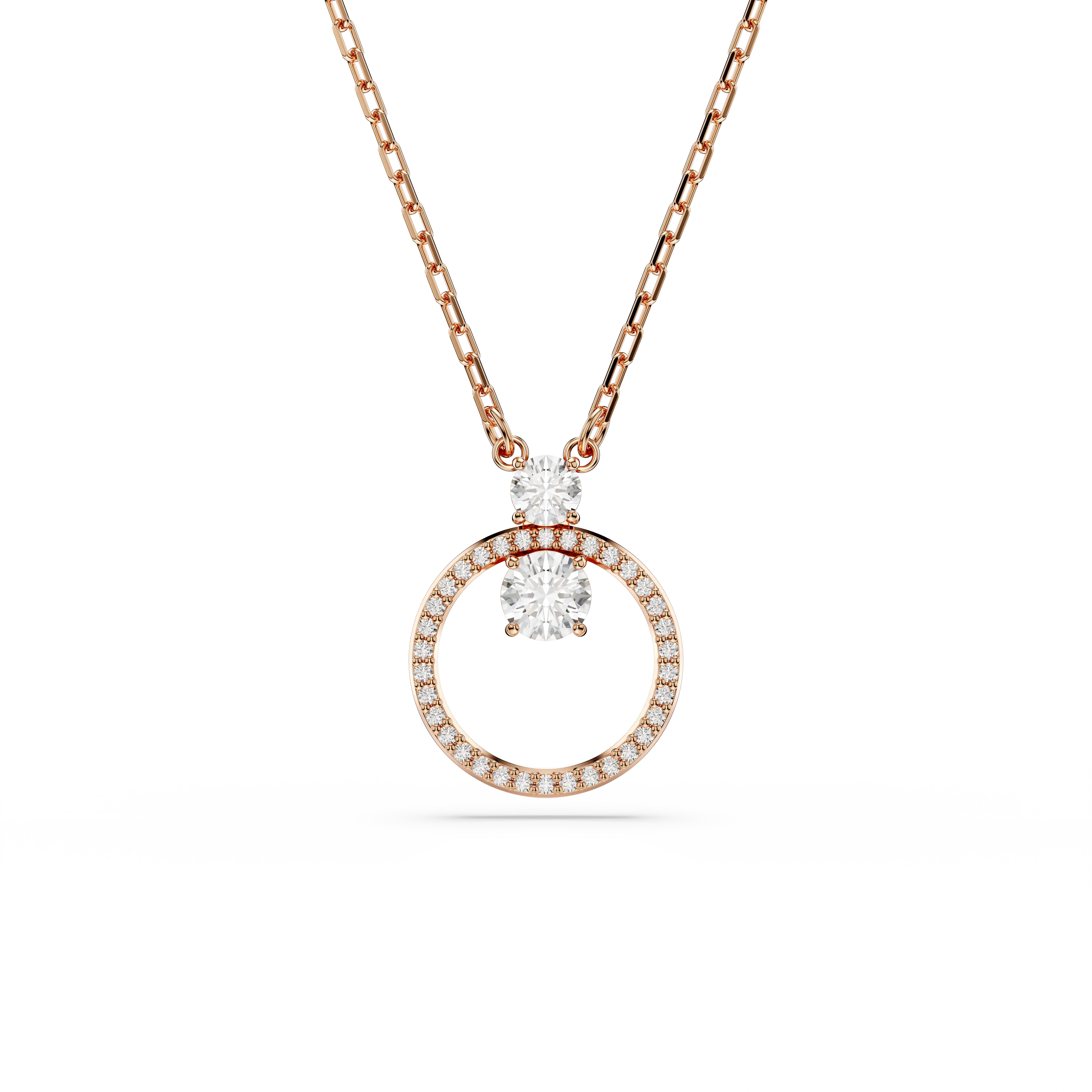 Constella pendant Pavé/Round cut/White/Rose gold-tone plated