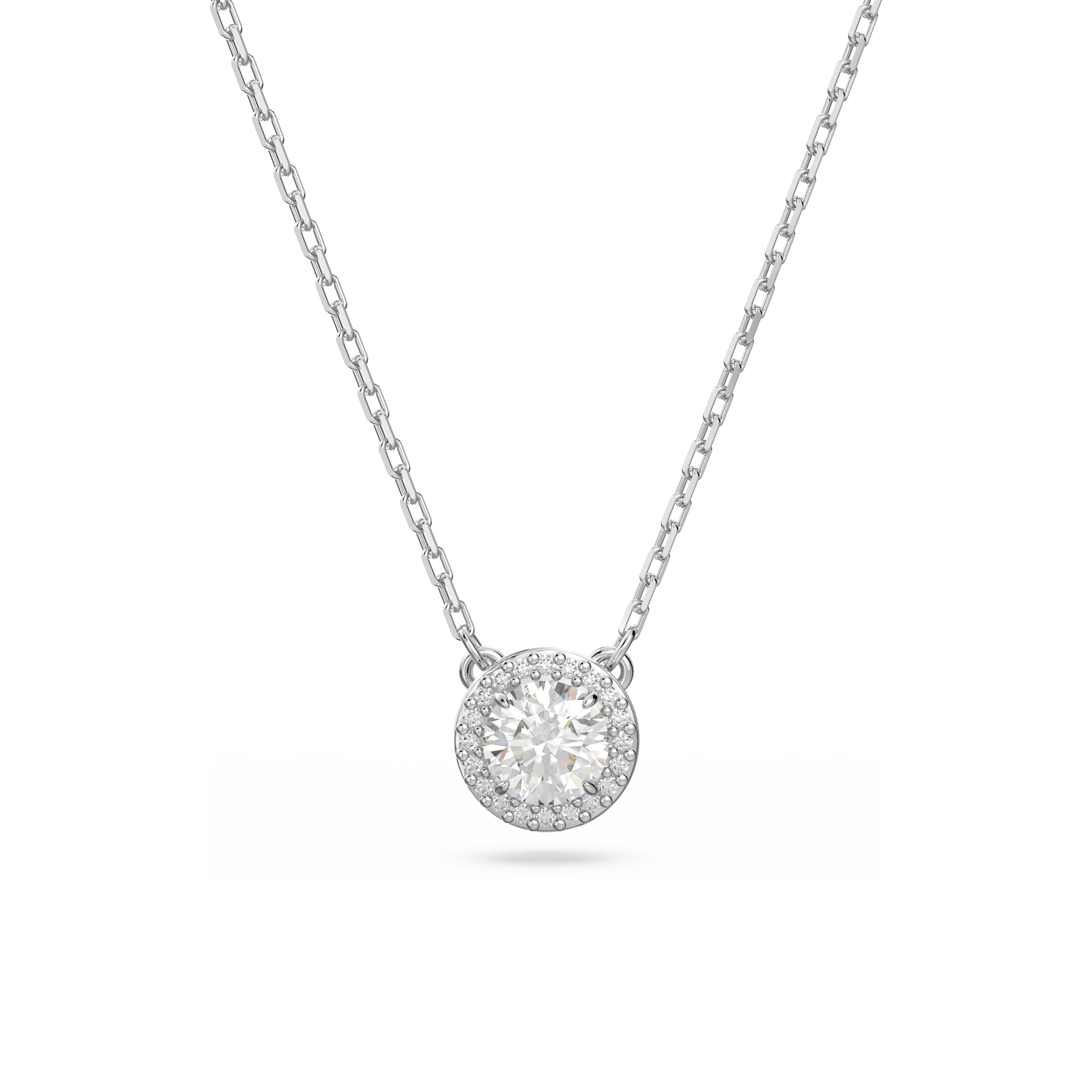 Constella pendant Round cut/Pavé/White/Rhodium plated