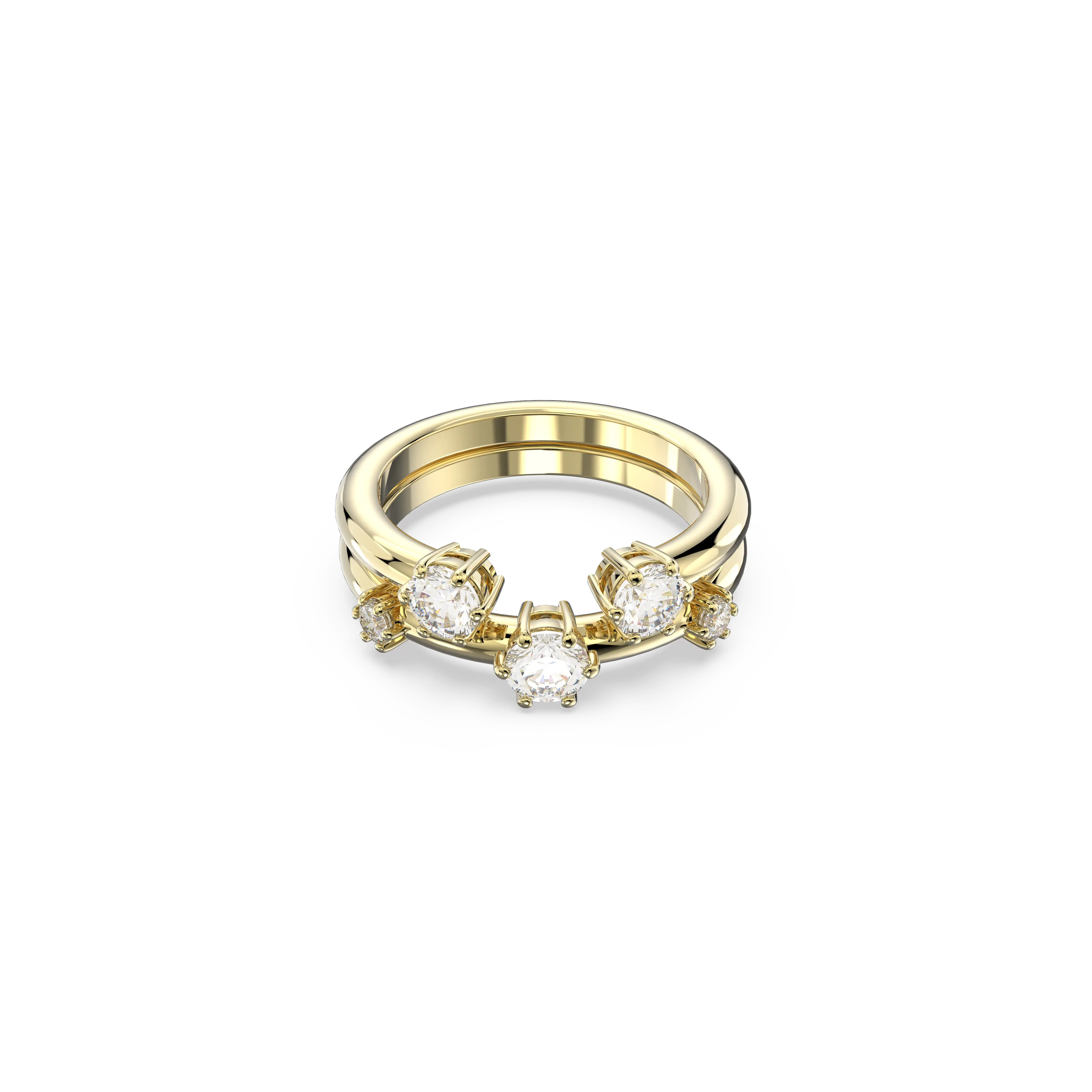 Constella ring Set (2)/Round cut/White/Gold-tone plated