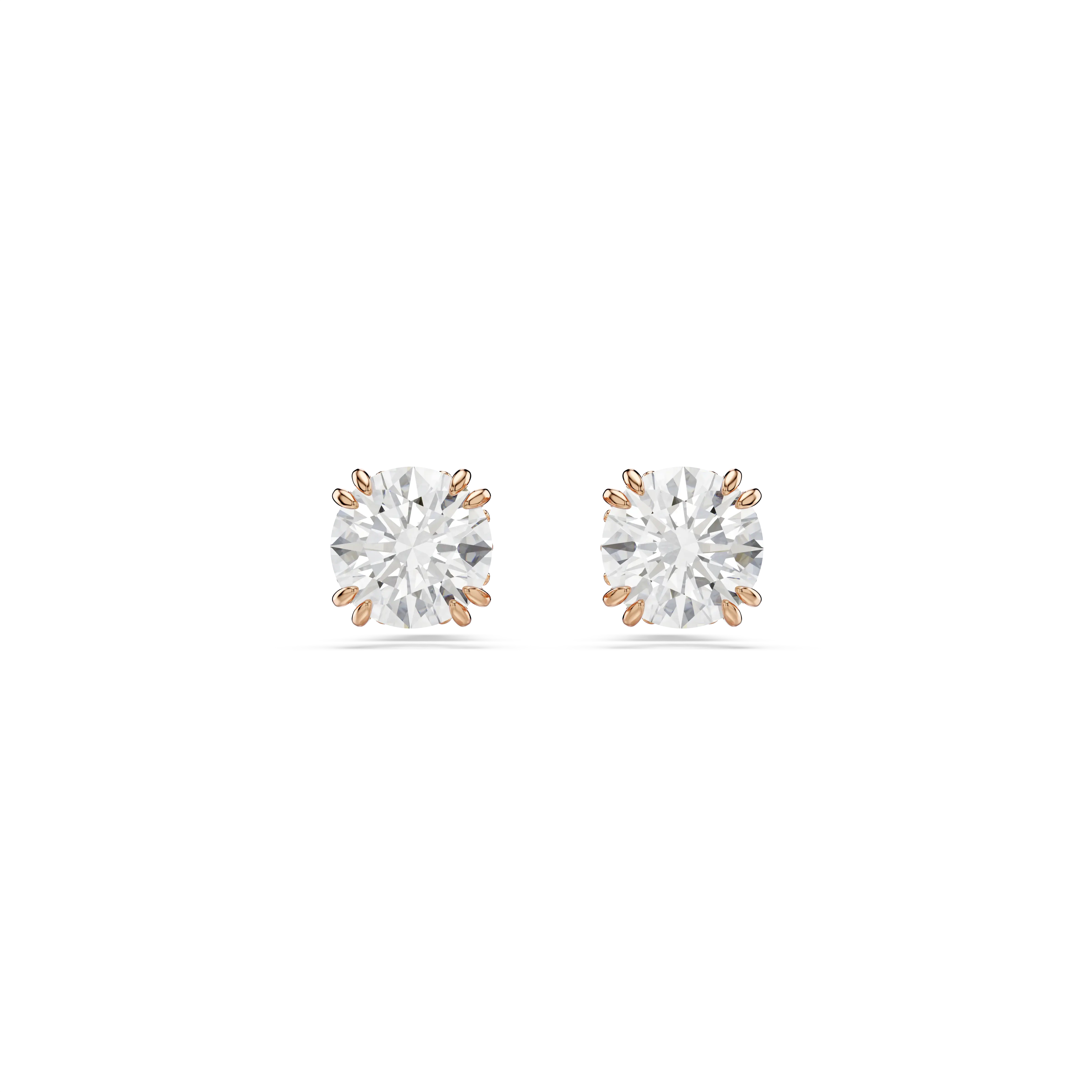 Constella stud earrings Round cut/White/Rose gold-tone plated