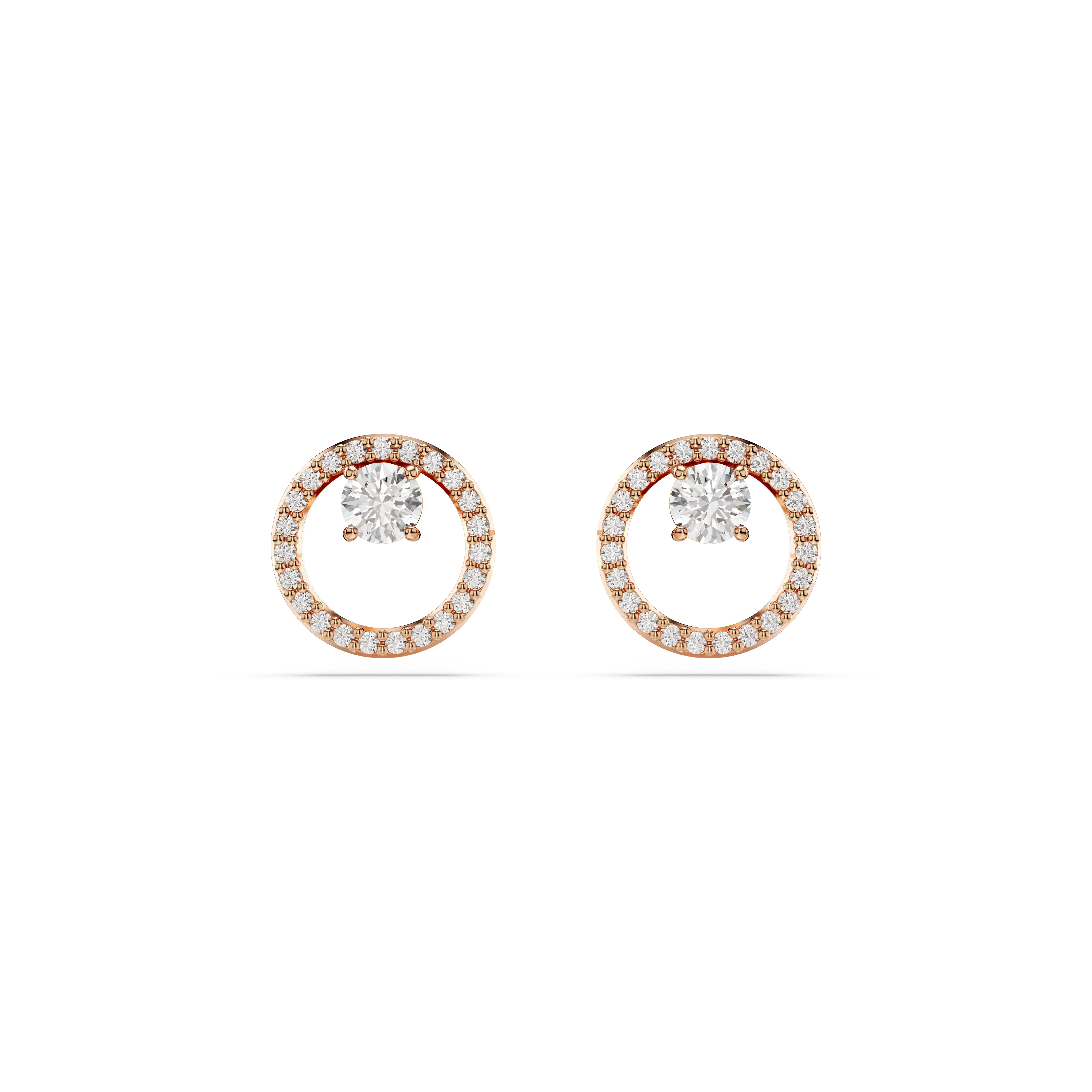 Constella stud earrings Round cut/White/Rose gold-tone plated