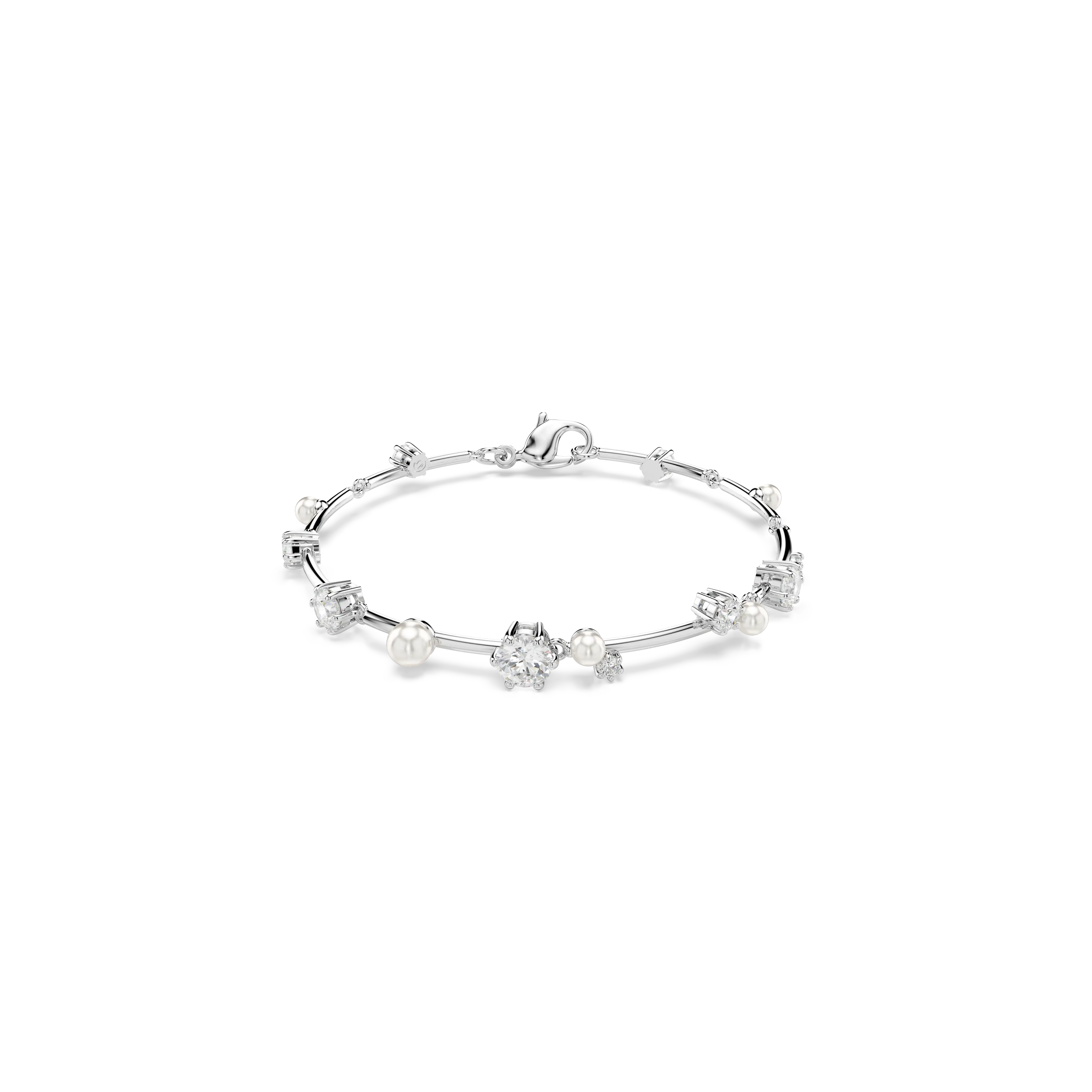 Constella Tennis bracelet Crystal pearl/Round cuts/White/Rhodium plated