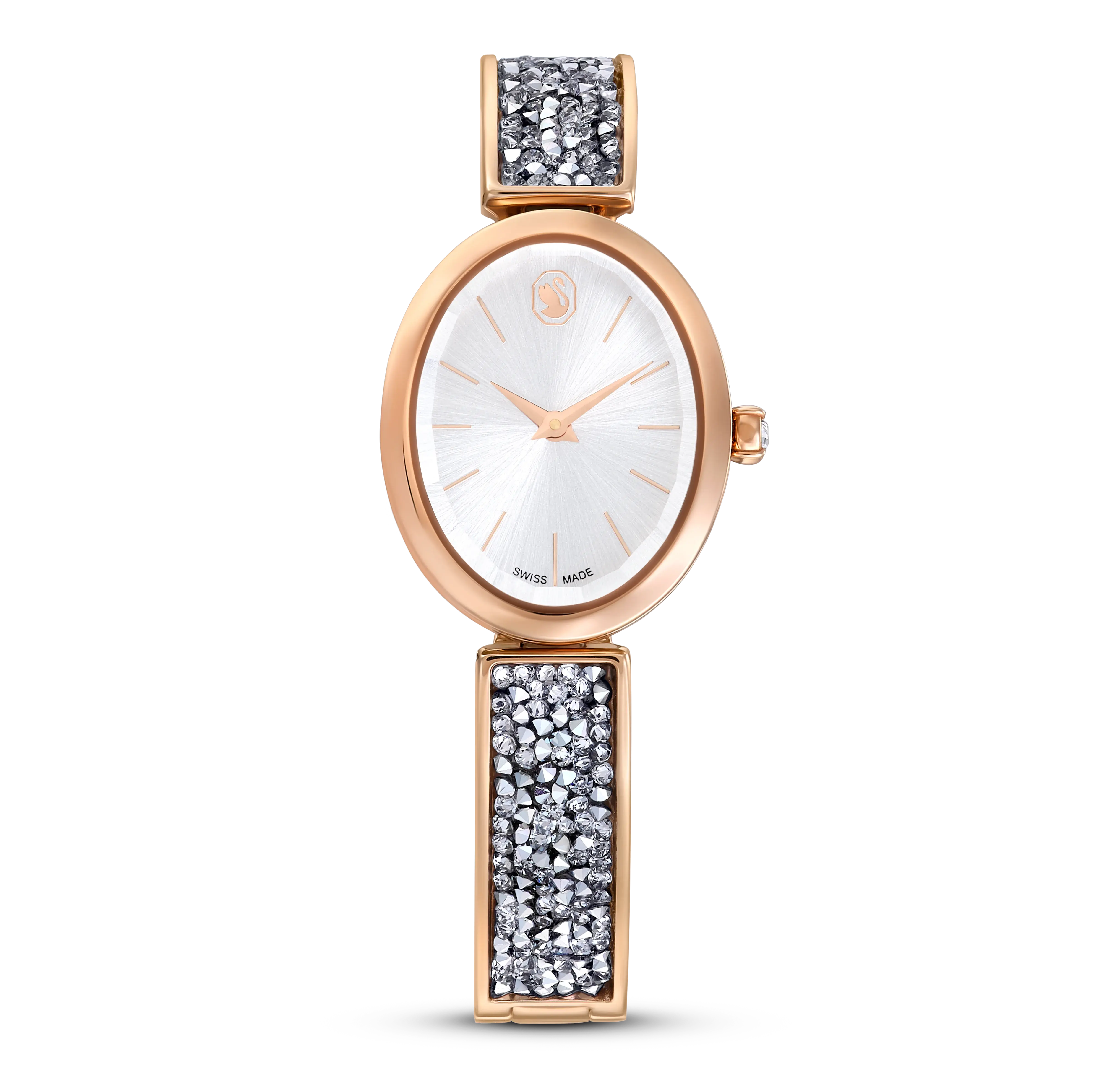 Crystal Rock Oval watch Swiss Made/Crystal bracelet/Rose gold tone/Rose gold-tone finish